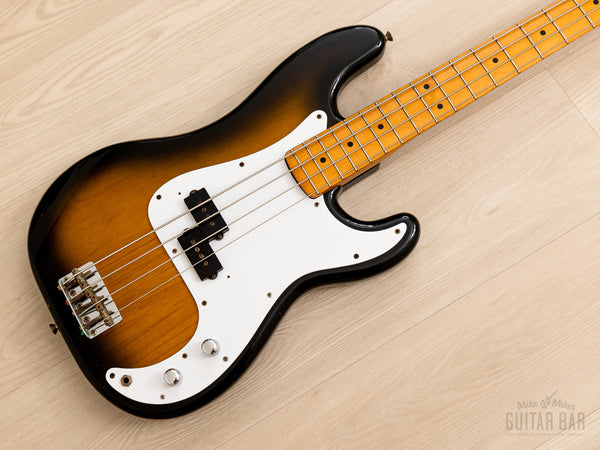 1990 Fender Precision Bass ‘57 Vintage Reissue Pb57 700 Sunburst W Di Mike And Mikes Guitar Bar 8967