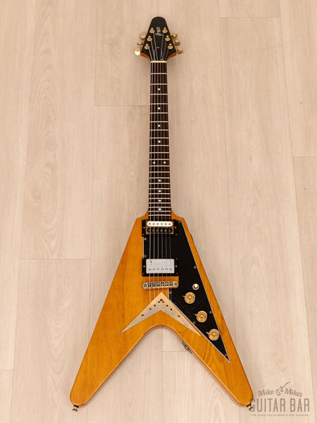 1978 Greco FV-900 Flying V Vintage Guitar Natural w/ Case, Japan Fujigen,  Rocket Roll Sr