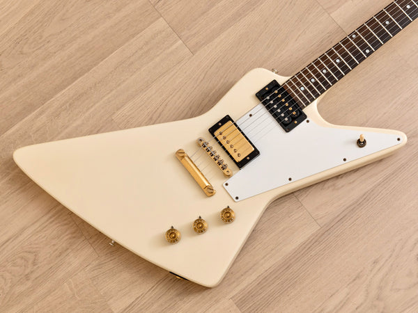 1990 Burny REX-80 Explorer Vintage Electric Guitar Alpine White