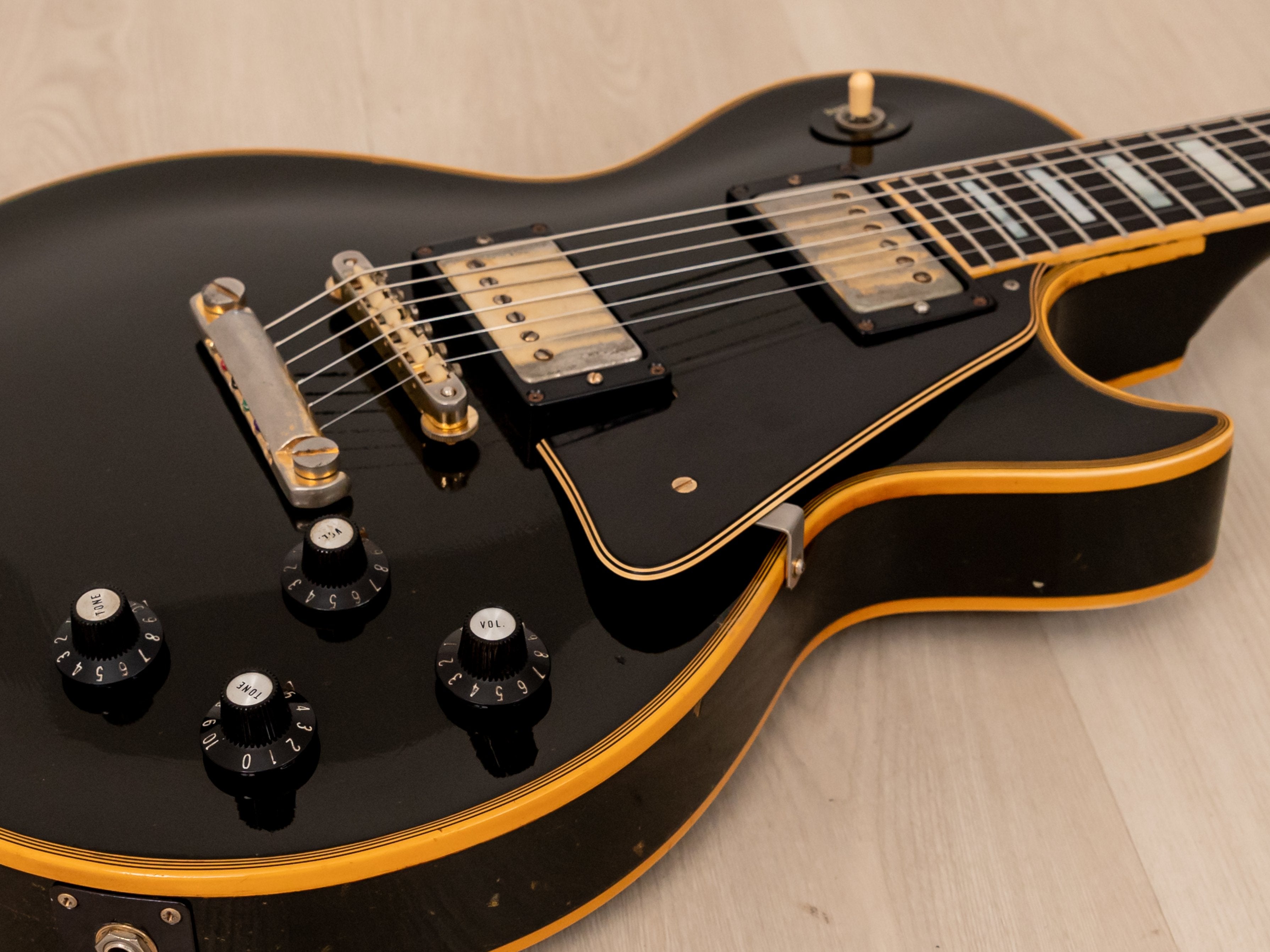 1969 Gibson Les Paul Custom Black Beauty Vintage Electric Guitar w/ Case, Big Neck