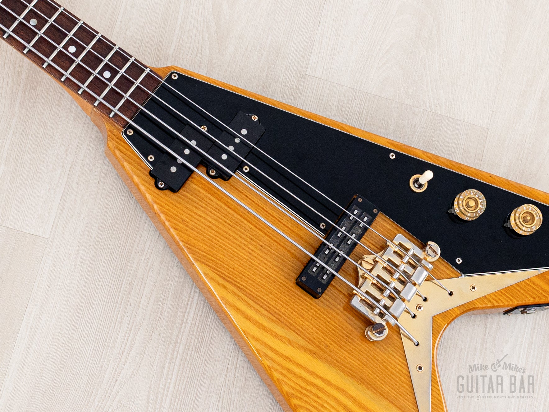 1970s Greco FVB900 Vintage Flying V PJ Bass Yellow Natural w