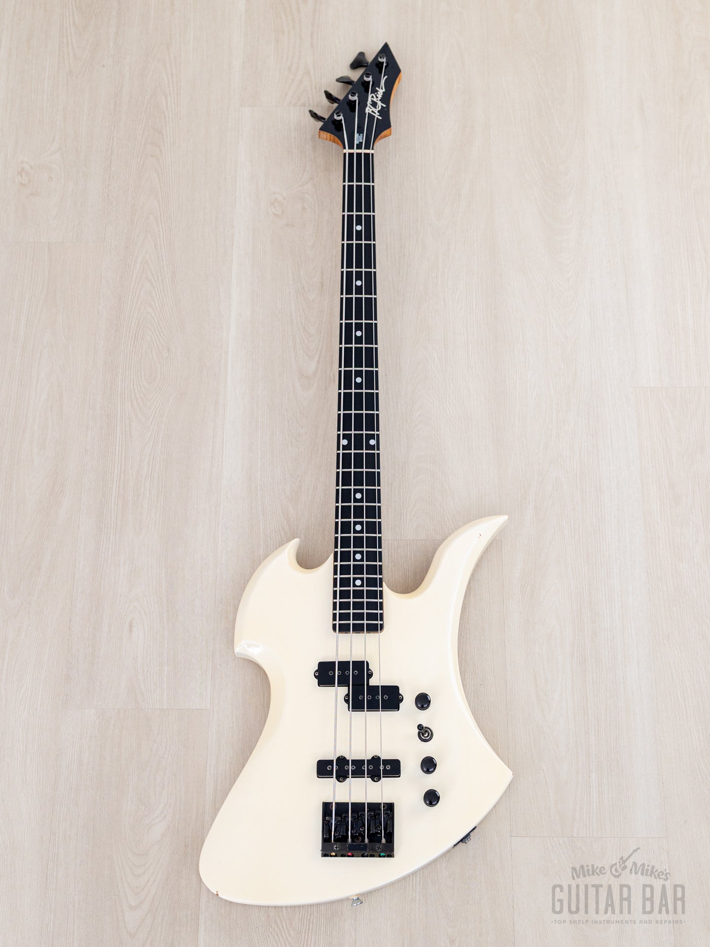1989 BC Rich Mockingbird Bass MB-857 Vintage PJ Bass Snow White, Japan