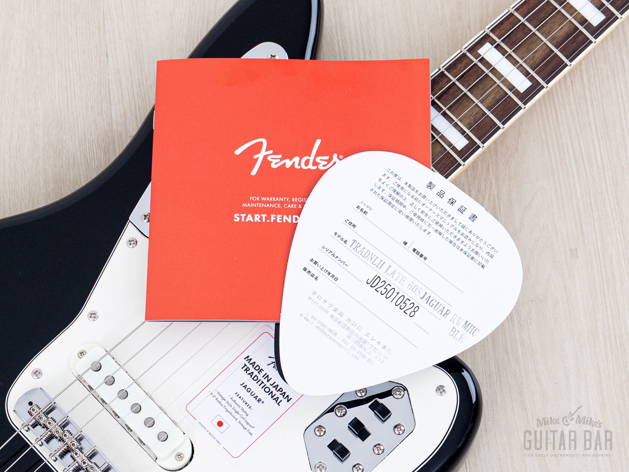 2025 Fender Traditional II Late '60s Jaguar Black + Headstock, Blocks