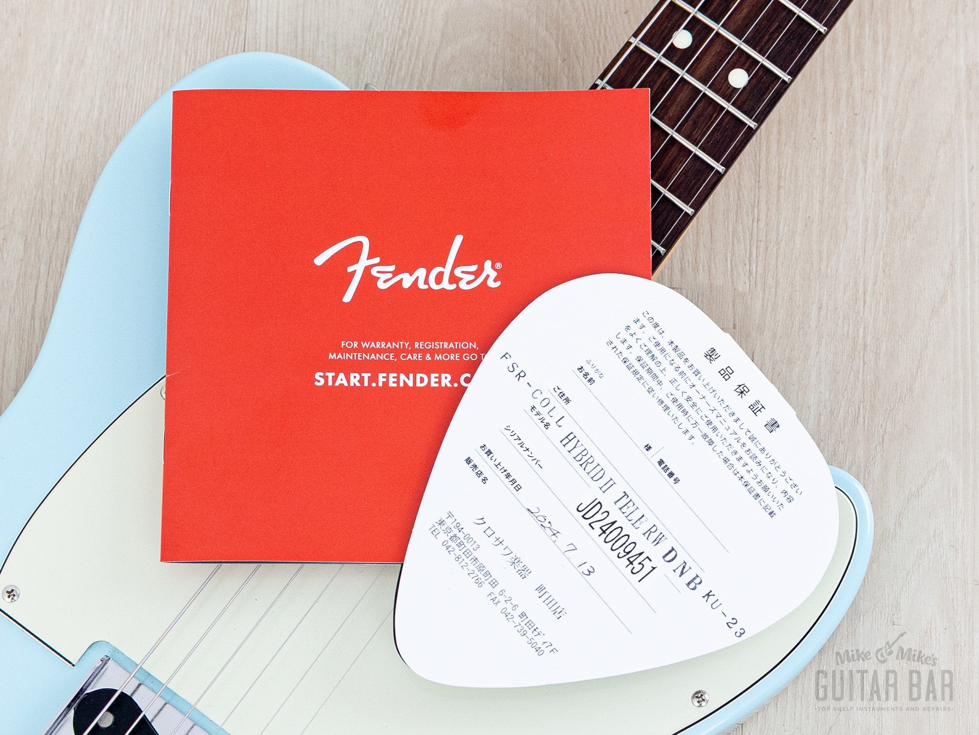 2024 Fender Hybrid II Telecaster FSR Daphne Blue + Headstock w/ Hangta
