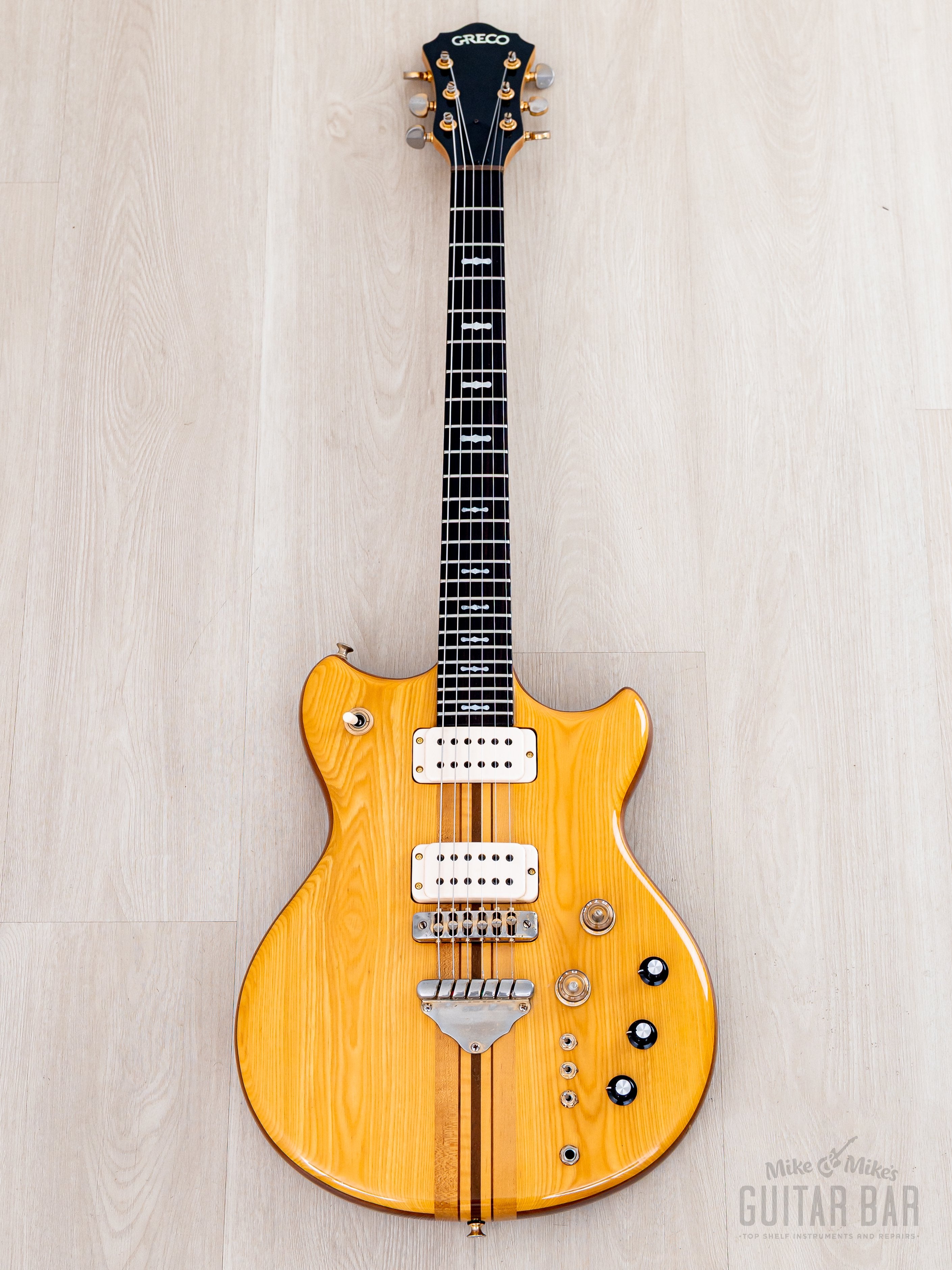 ギター 1977 greco go 1200 N 1977 Greco GO1200 Speed Way Vintage Neck Through Guitar Natural w/ Cas