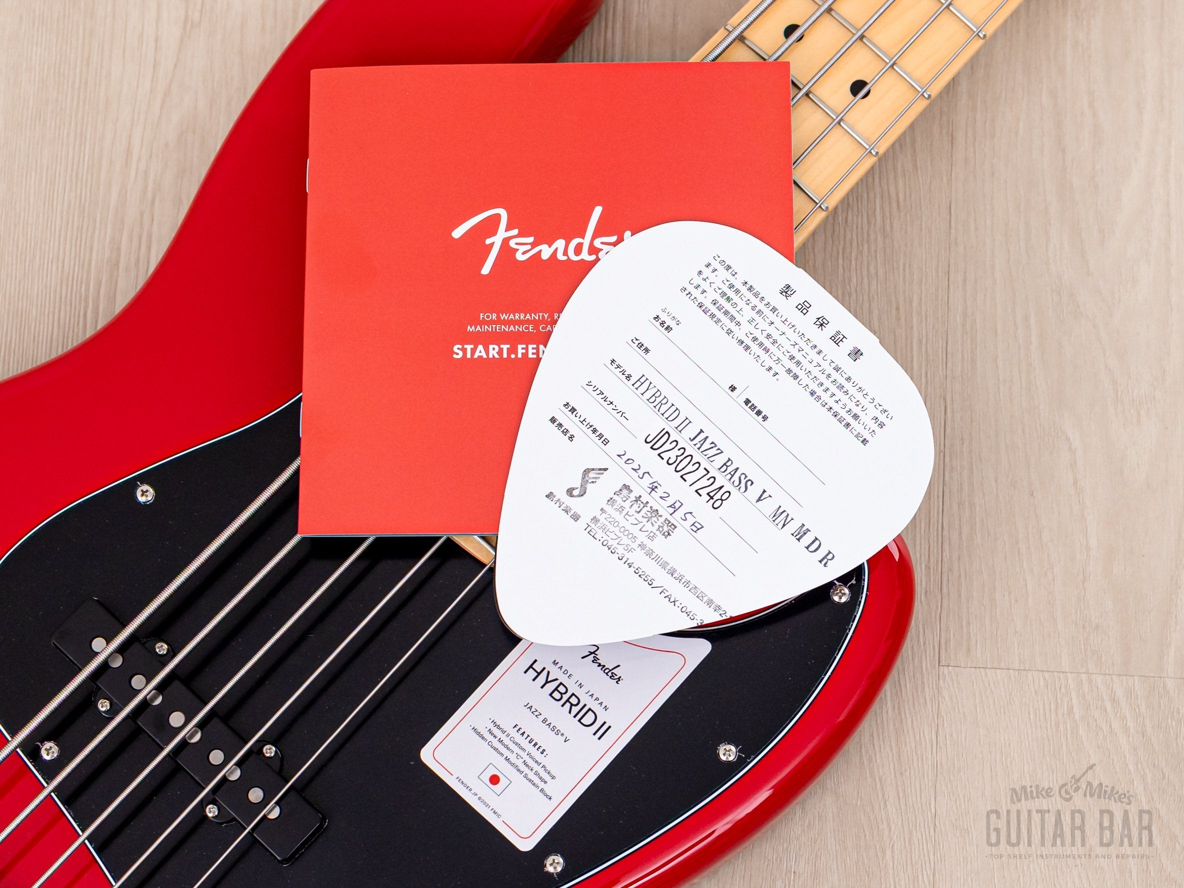 2023 Fender Hybrid II Jazz Bass V 5-String Modena Red, Mint w/ Hangtag