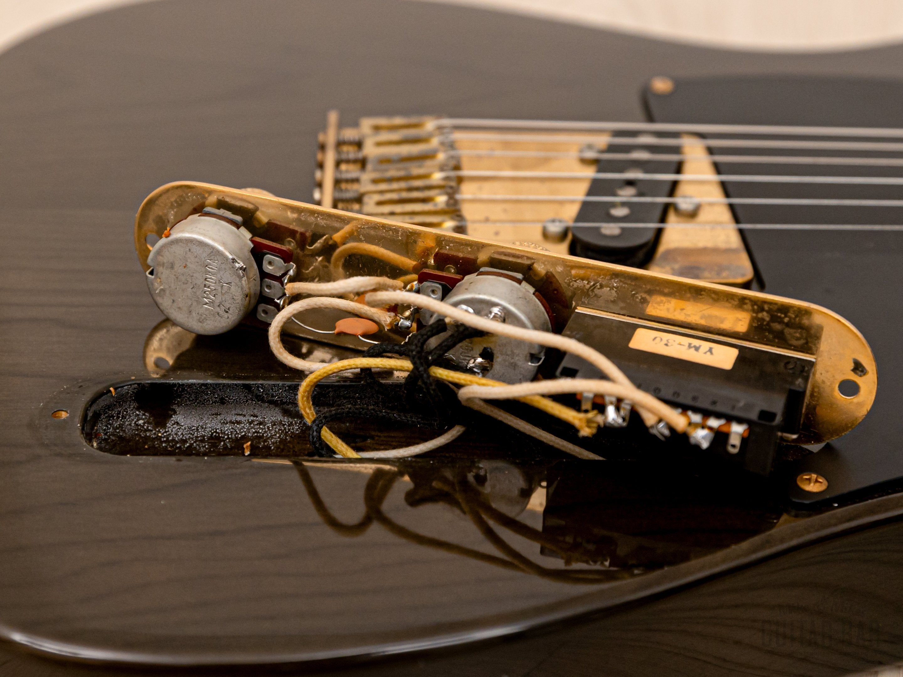 1990 Fender Order Made Telecaster Trans Black Ash w/ Gold Hardware & USA Pickups, Japan MIJ Fujigen