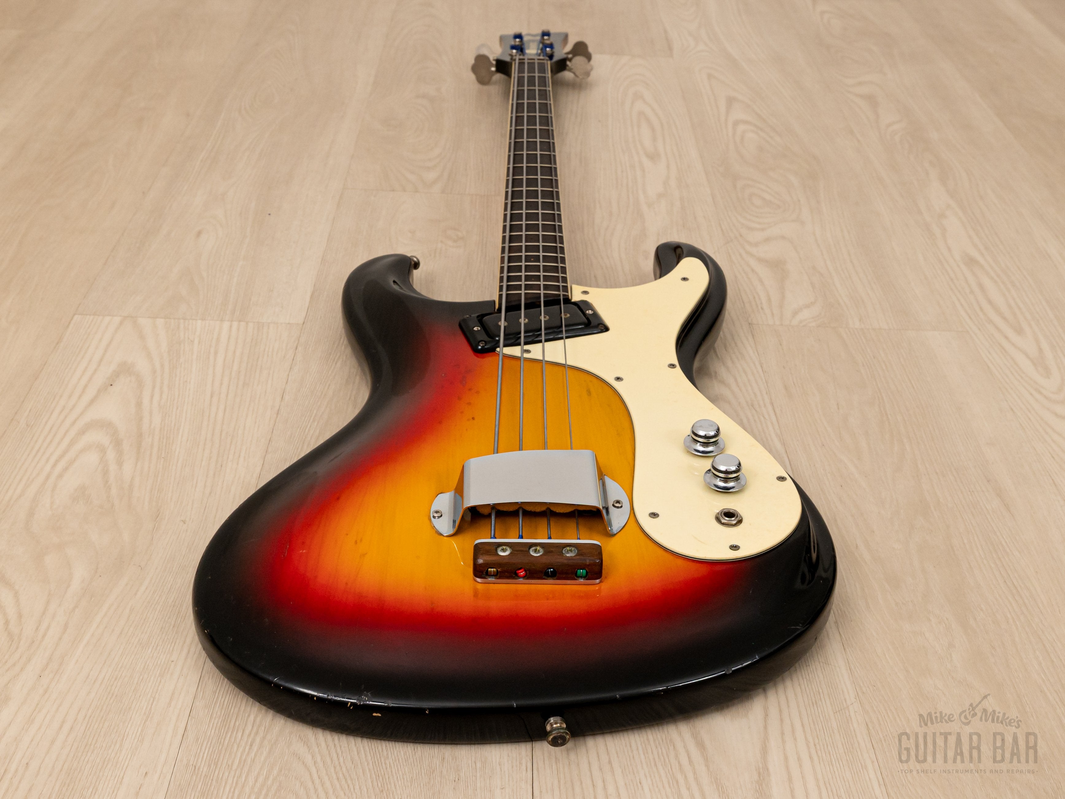 1965 Mosrite Ventures Model Vintage Short Scale Bass Sunburst, 100% Original w/ Case