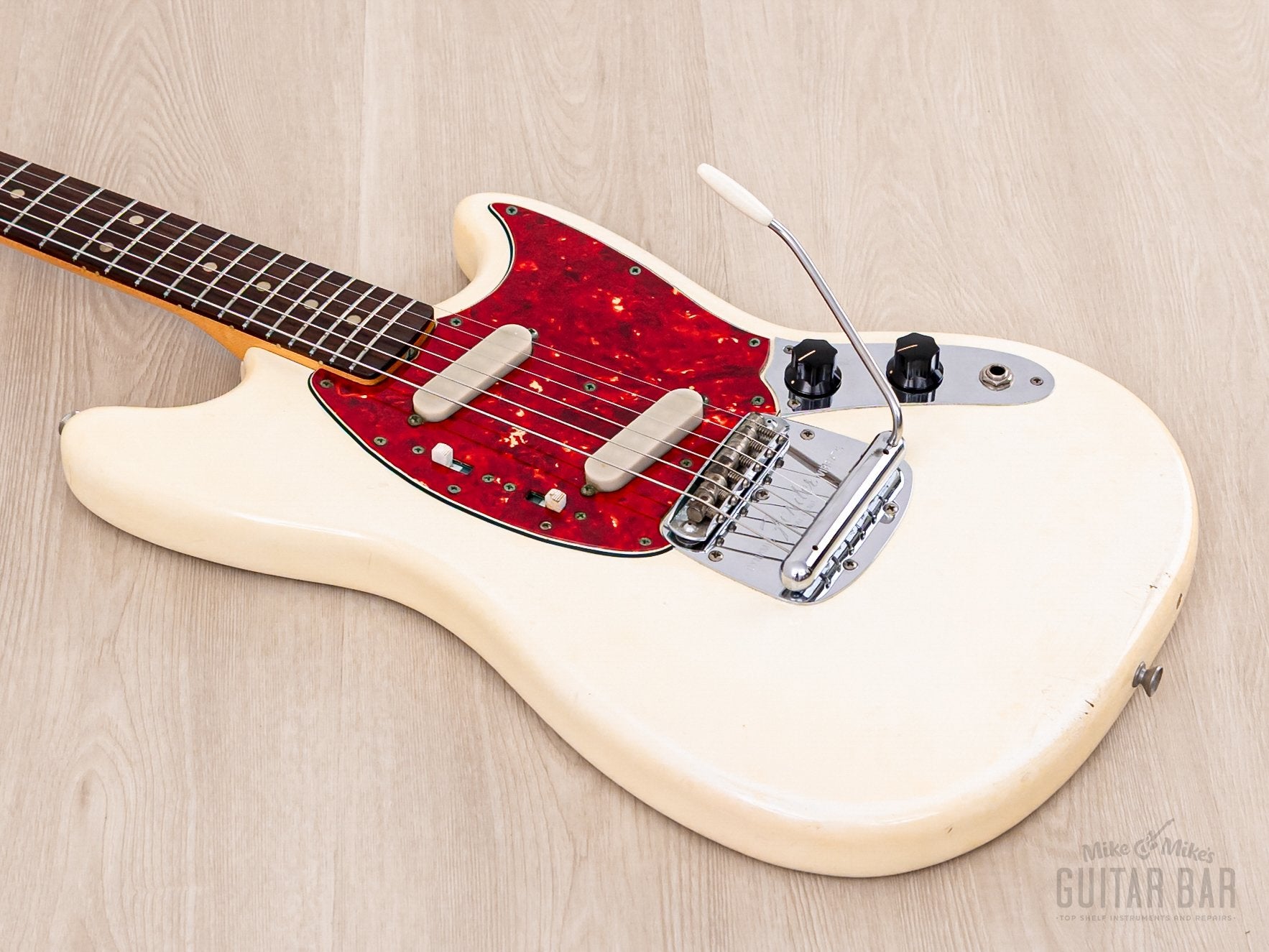 1966 Fender Mustang Vintage Offset Electric Guitar Olympic White 100% Original w/ Slab Brazilian Board, Case