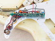 Active preamp board and wiring under the pickguard