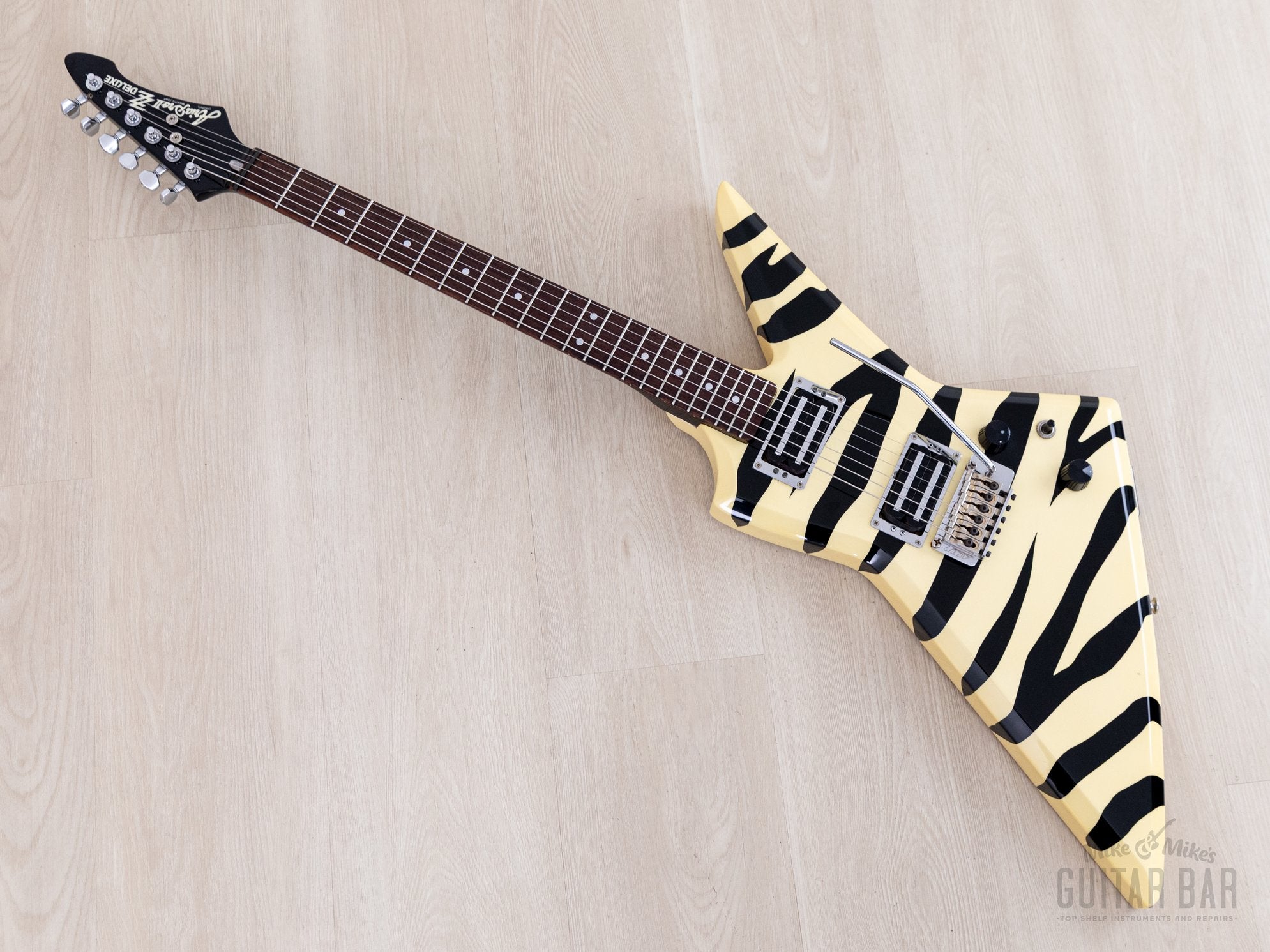 1984 Aria Pro II ZZ Deluxe Explorer White With Black Zebra, Japan Mats