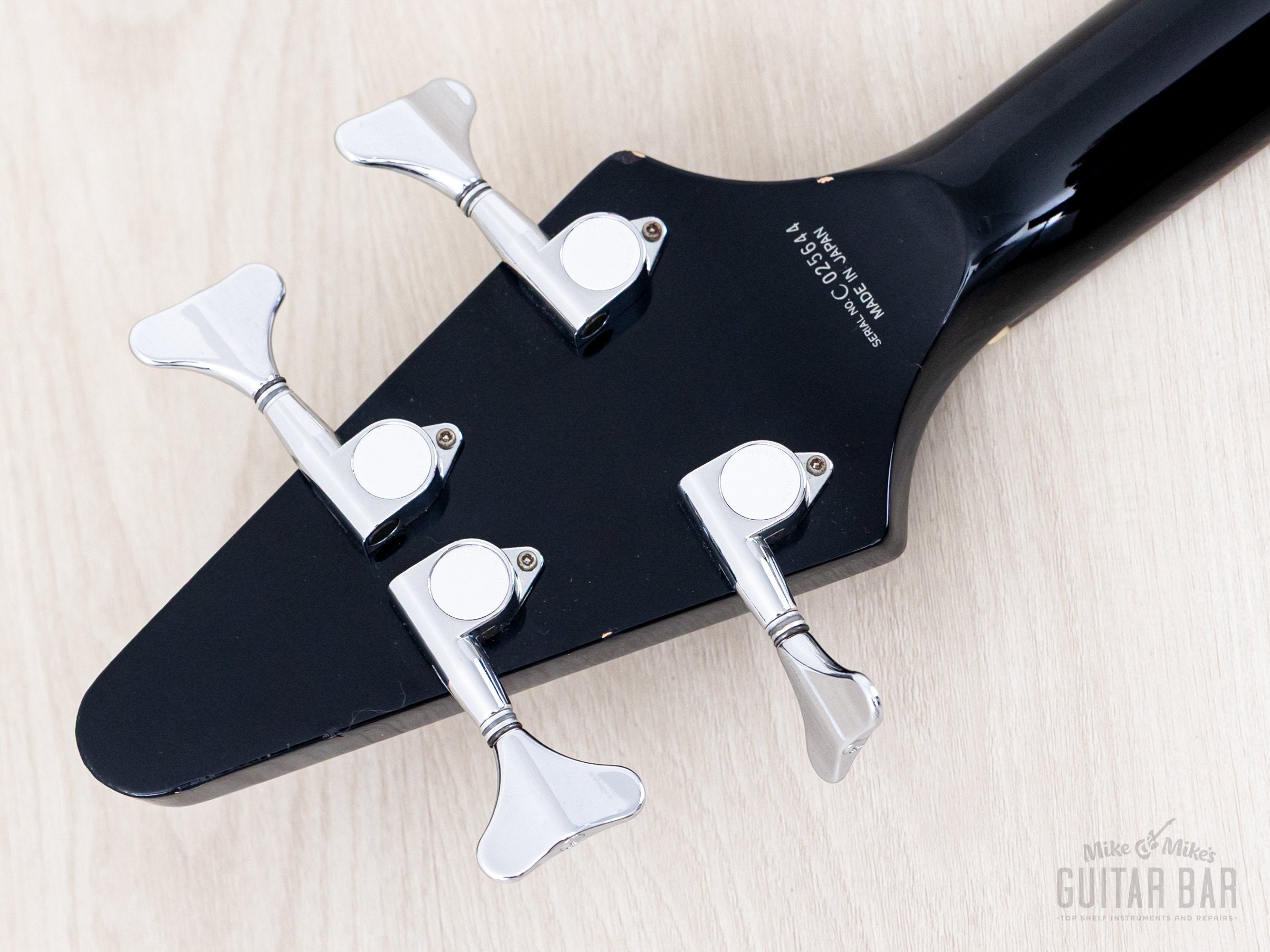 2002 Greco GVB-90 Flying V Bass Neck Through Real Black w/ Mini Humbuc