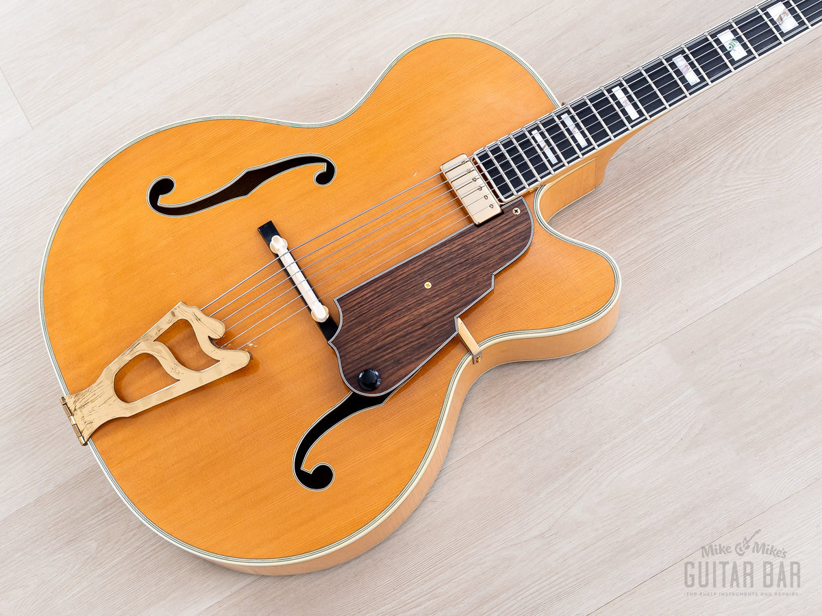 1978 Carlo Greco 18in archtop angled front view, blonde top