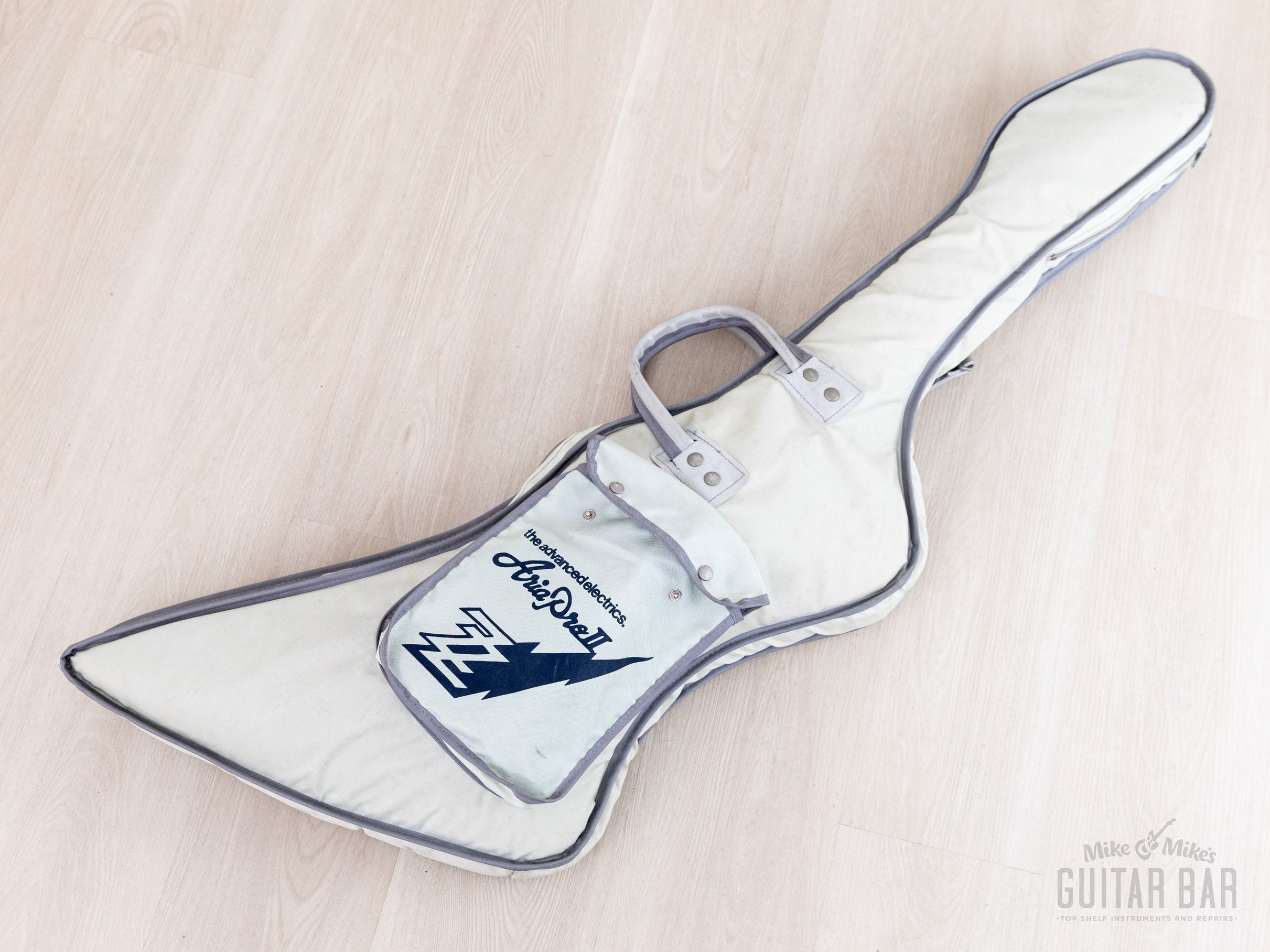 1983 Aria Pro II ZZ Deluxe Explorer White/Thunderbolt w/ Gold Hardware