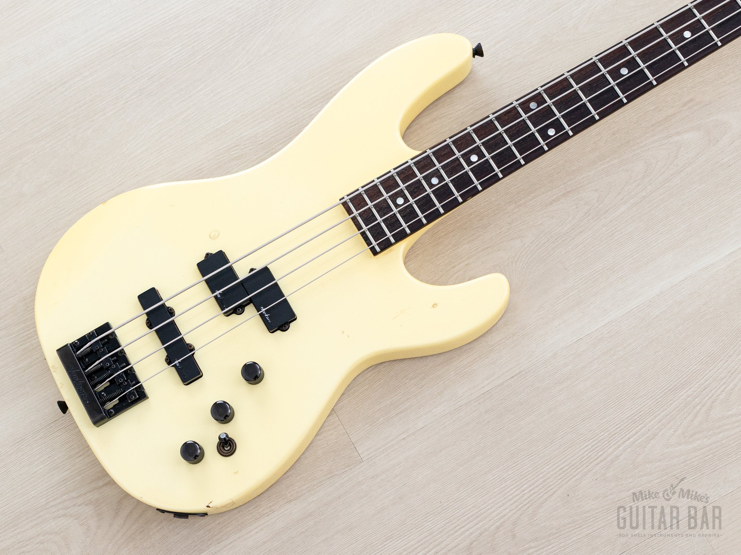1987 Charvel Jackson Model 3B Vintage Neck Through PJ Bass Pearl White