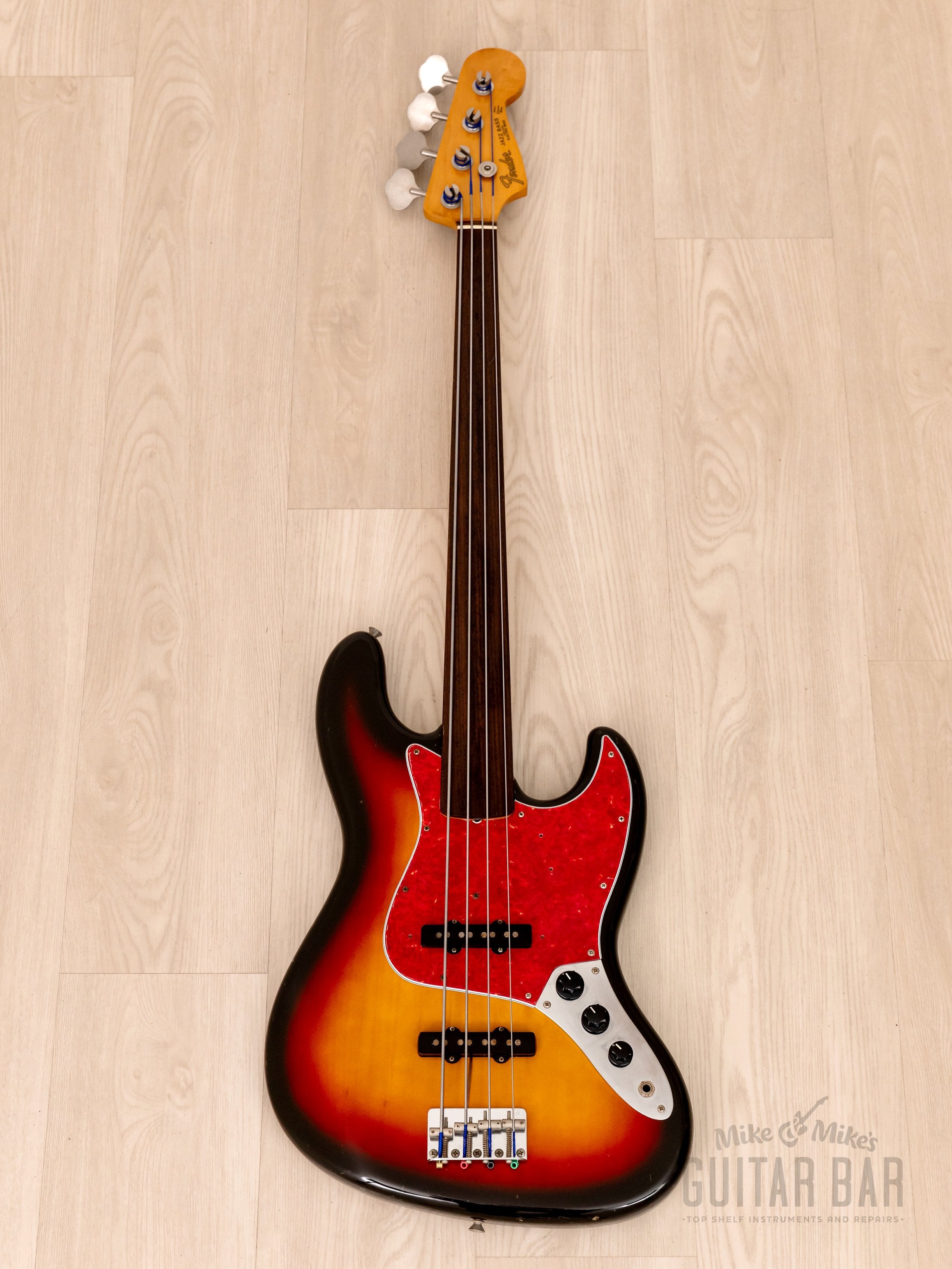 1989 Fender Jazz Bass Fretless ‘62 Vintage Reissue JB62-60FL Sunburst, Japan MIJ Fujigen
