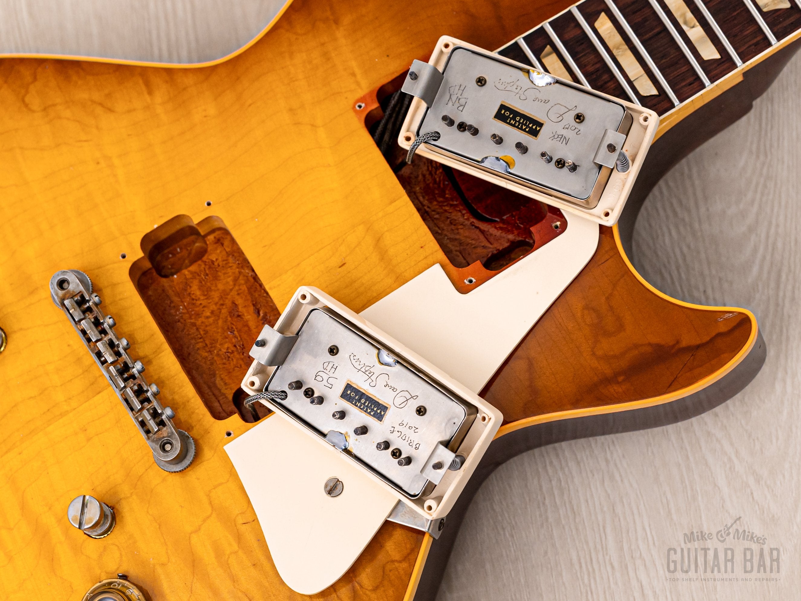 2022 Tom Bartlett 1959 Les Paul Standard ‘Burst Replica Amber Sunburst w/ Brazilian Board, Dave Stephens PAFs, Case