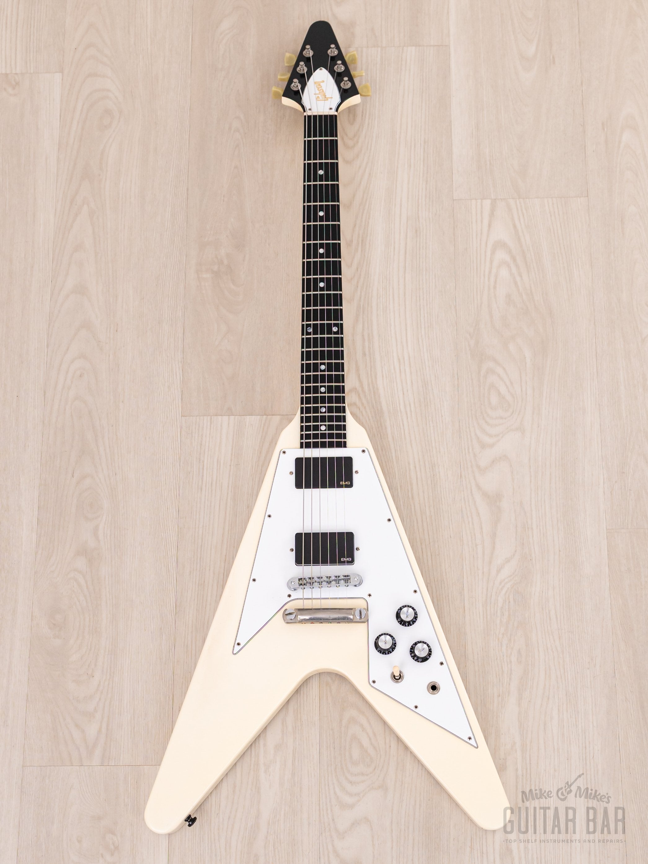 1997 Gibson Flying V '67 Vintage Reissue Alpine White w/ Ebony Fretboard, Active EMG Pickups, Case