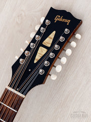 1965 Gibson B-45-12 headstock front, split diamond inlay and Gibson logo