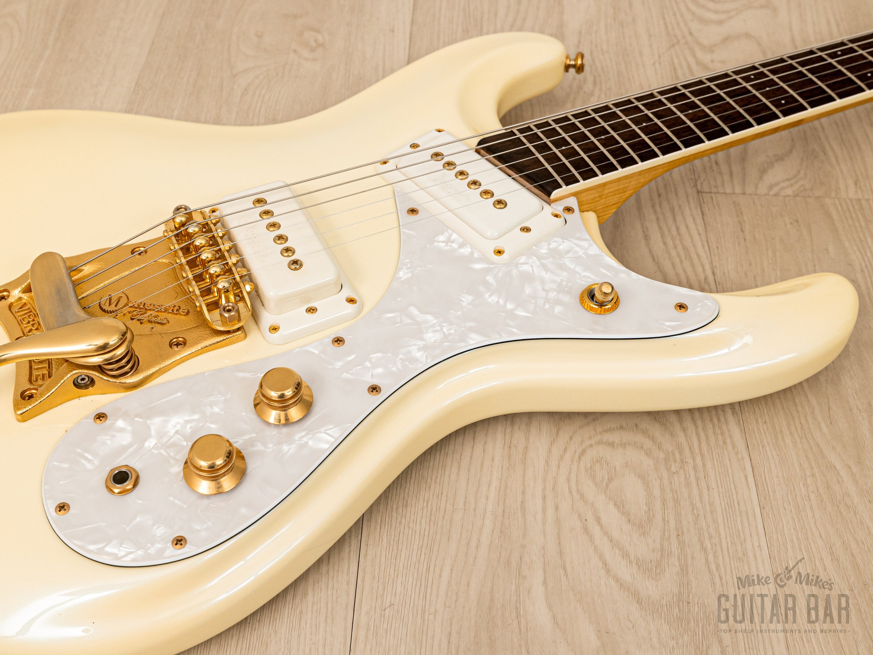 2000s Mosrite Ventures Model Super Custom '65 Pearl White w/ Gold Hardware, Vibramute & Case, Japan Kurokumo