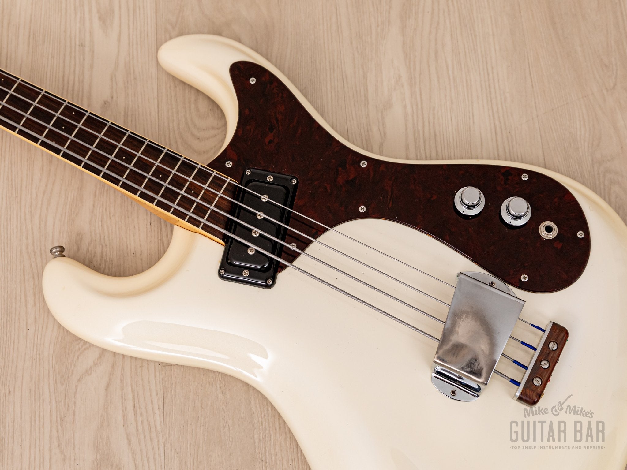 2000s Mosrite USA Ventues Model Bass V-65 Vintage Reissue Pearl White w/  Case, Fillmore Japan