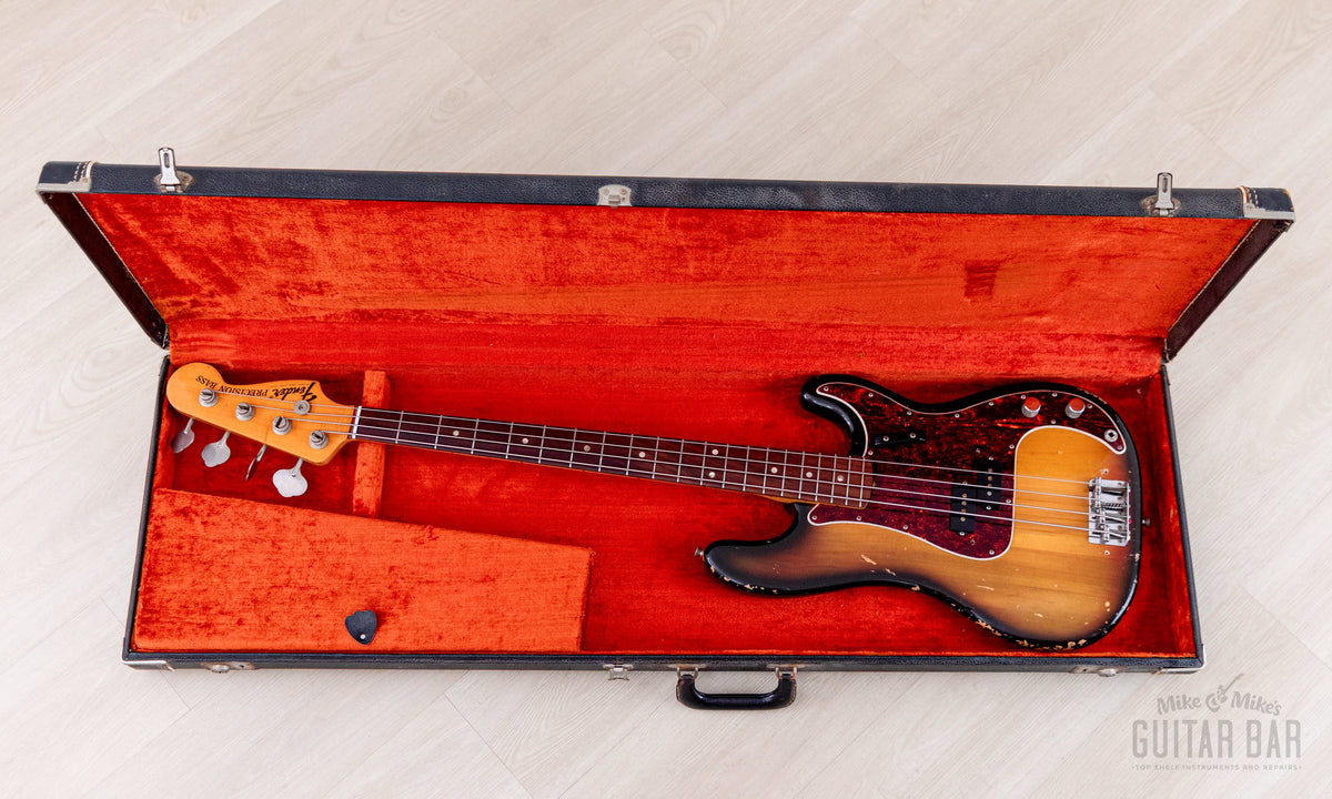 1971 Fender Precision Bass in its original case, open
