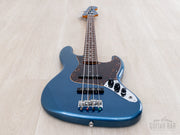 2005 Fender '62 Jazz Bass JB62 Lake Placid Blue, front view from the strap-button end