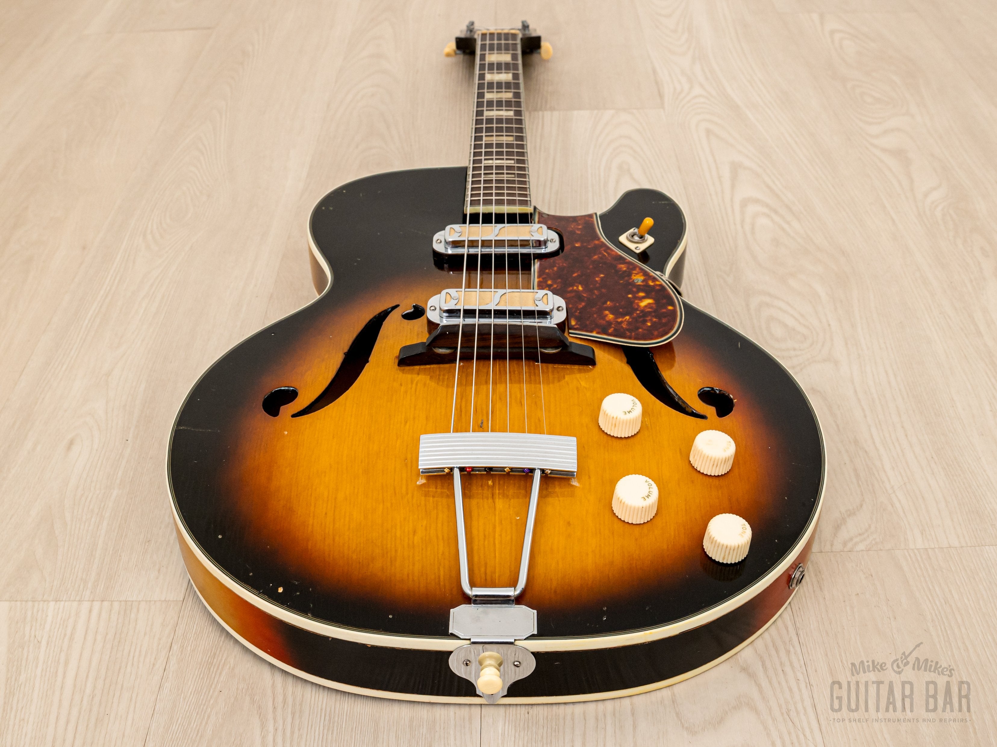 1959 Harmony Meteor H70 Vintage Guitar Sunburst w/ DeArmond Gold Foils, Case