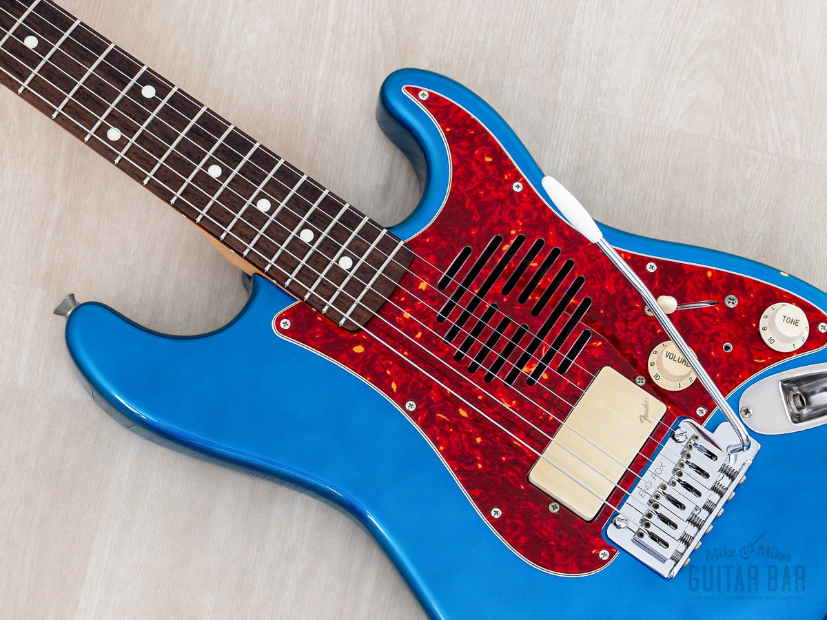 1999 Fender ST-Champ10 mini Strat Lake Placid Blue, body angled view