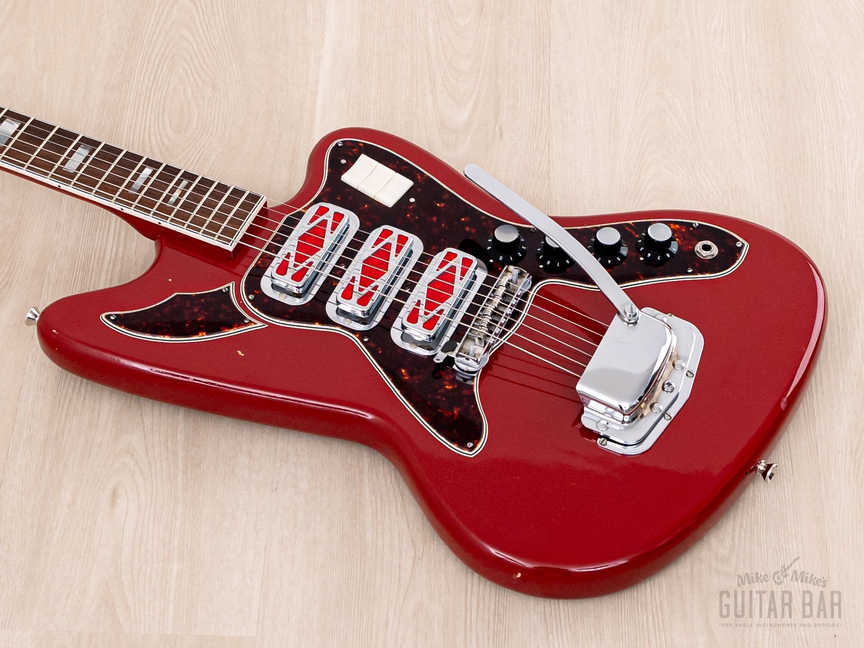 1967 Silvertone 1488 Silhouette Vintage Guitar DeArmond Red Foils, Harmony USA