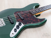2023 Fender Traditional '60s Jazz Bass Aged Sherwood Green Metallic, pickups and tortoise pickguard