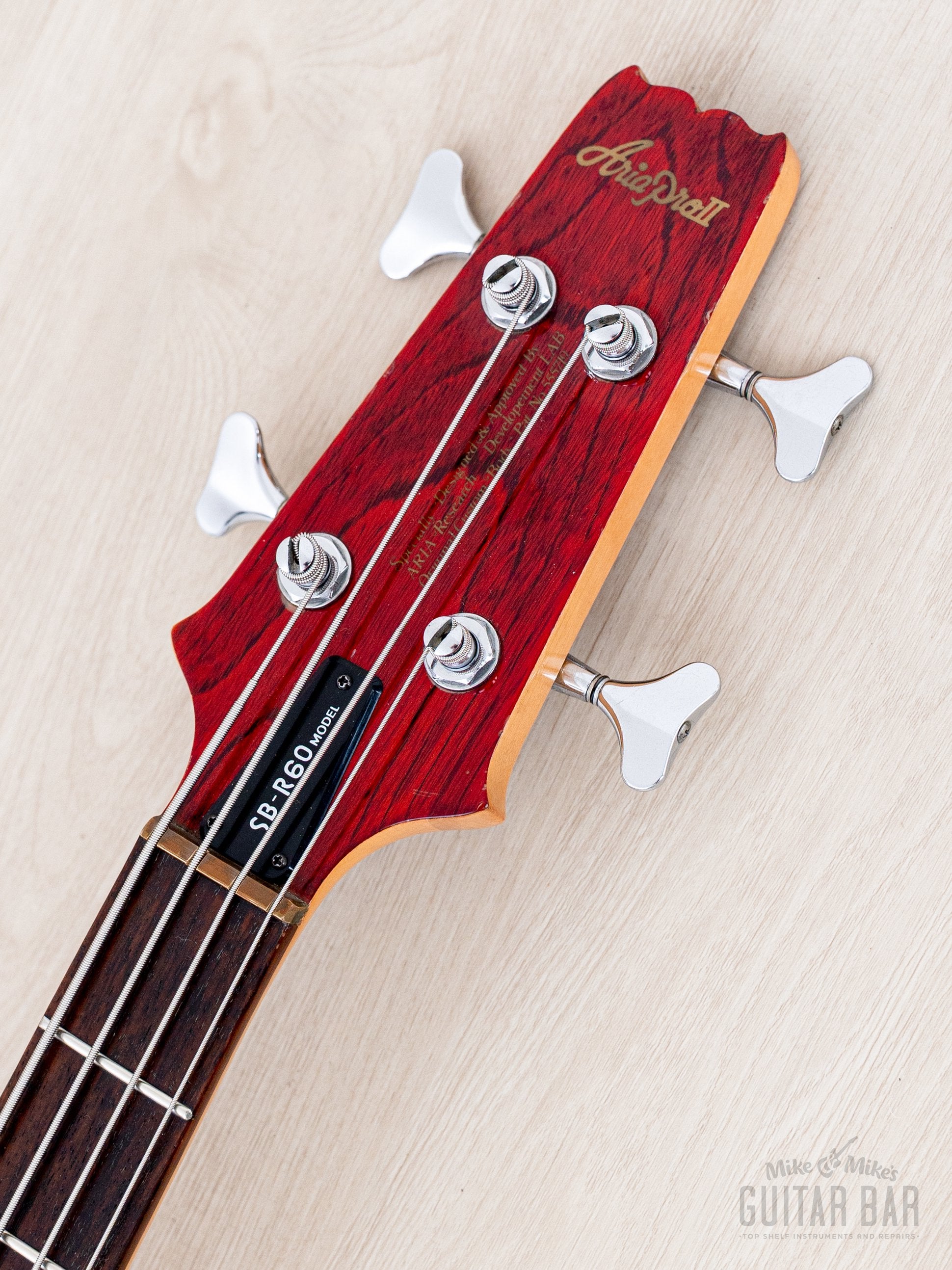 1982 Aria Pro II SB-R60 PR Vintage Neck Through Bass Padauk Red, Near-