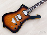 1977 Greco M900 Mirage Iceman-style guitar in Sunburst, angled front view