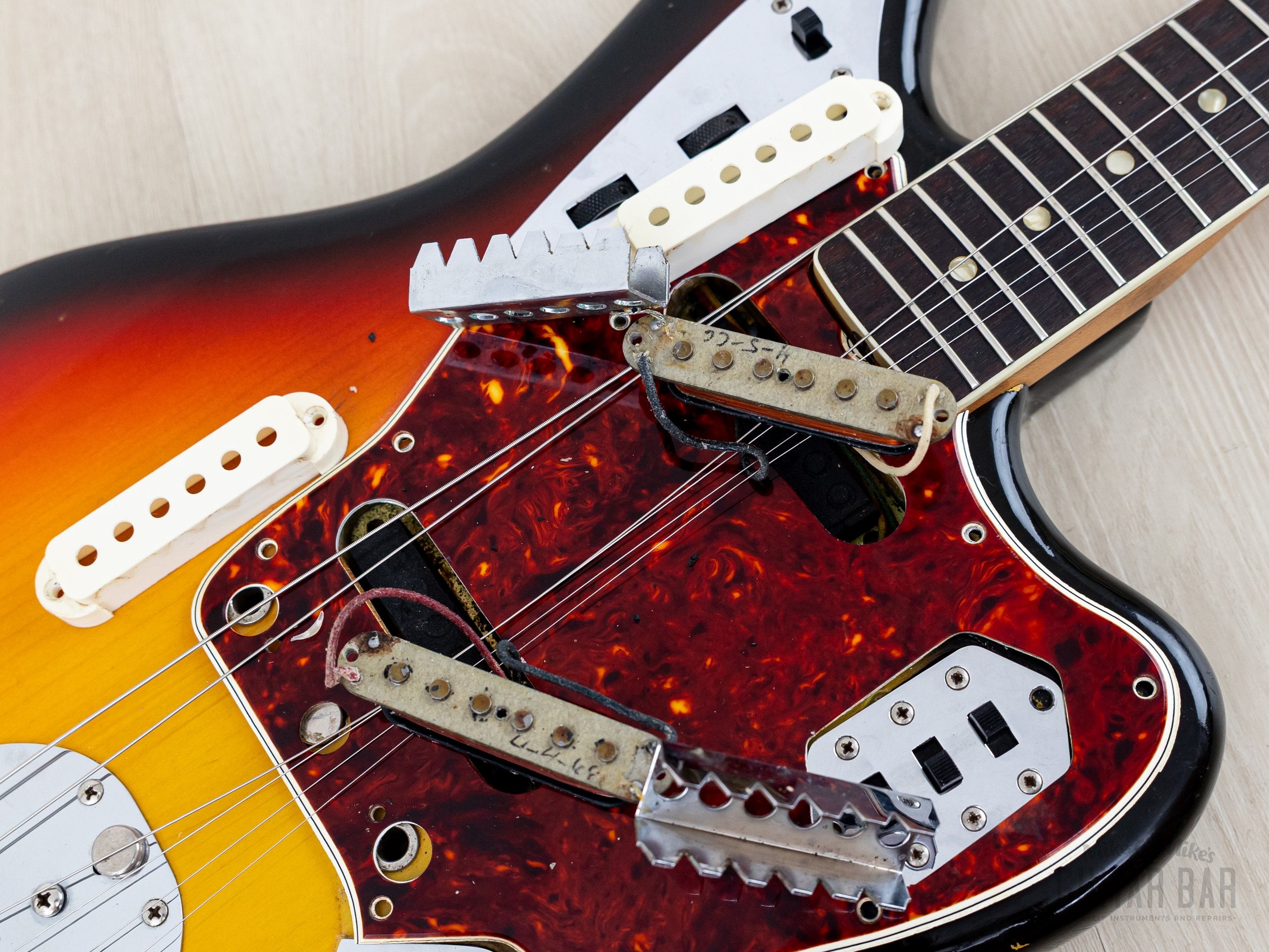 1966 Fender Jaguar Vintage Offset Guitar Sunburst w/ Big Neck, Case