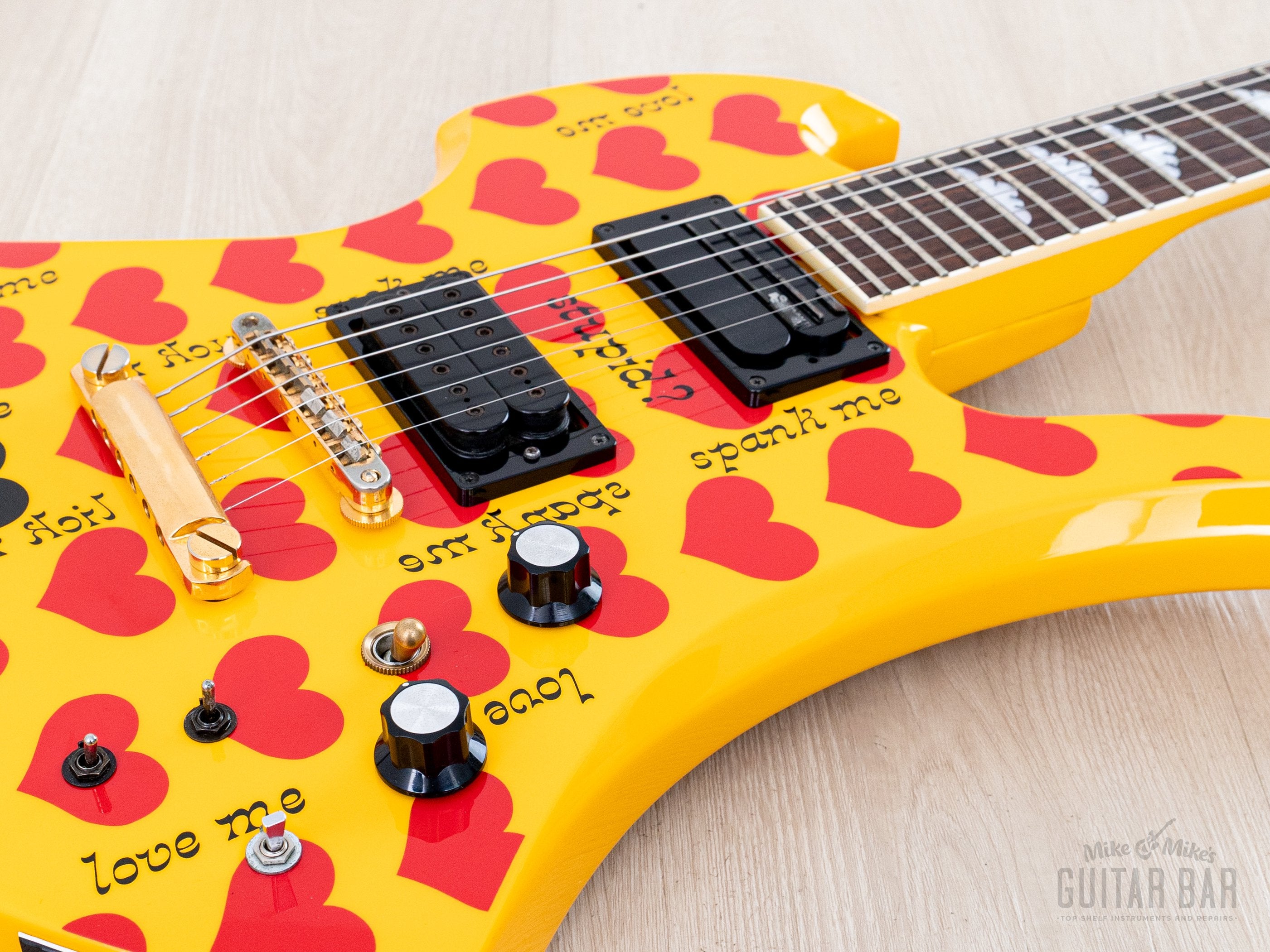 Burny Mockingbird MG-145S HY Hide X Electric Guitar Yellow Heart w/ Su