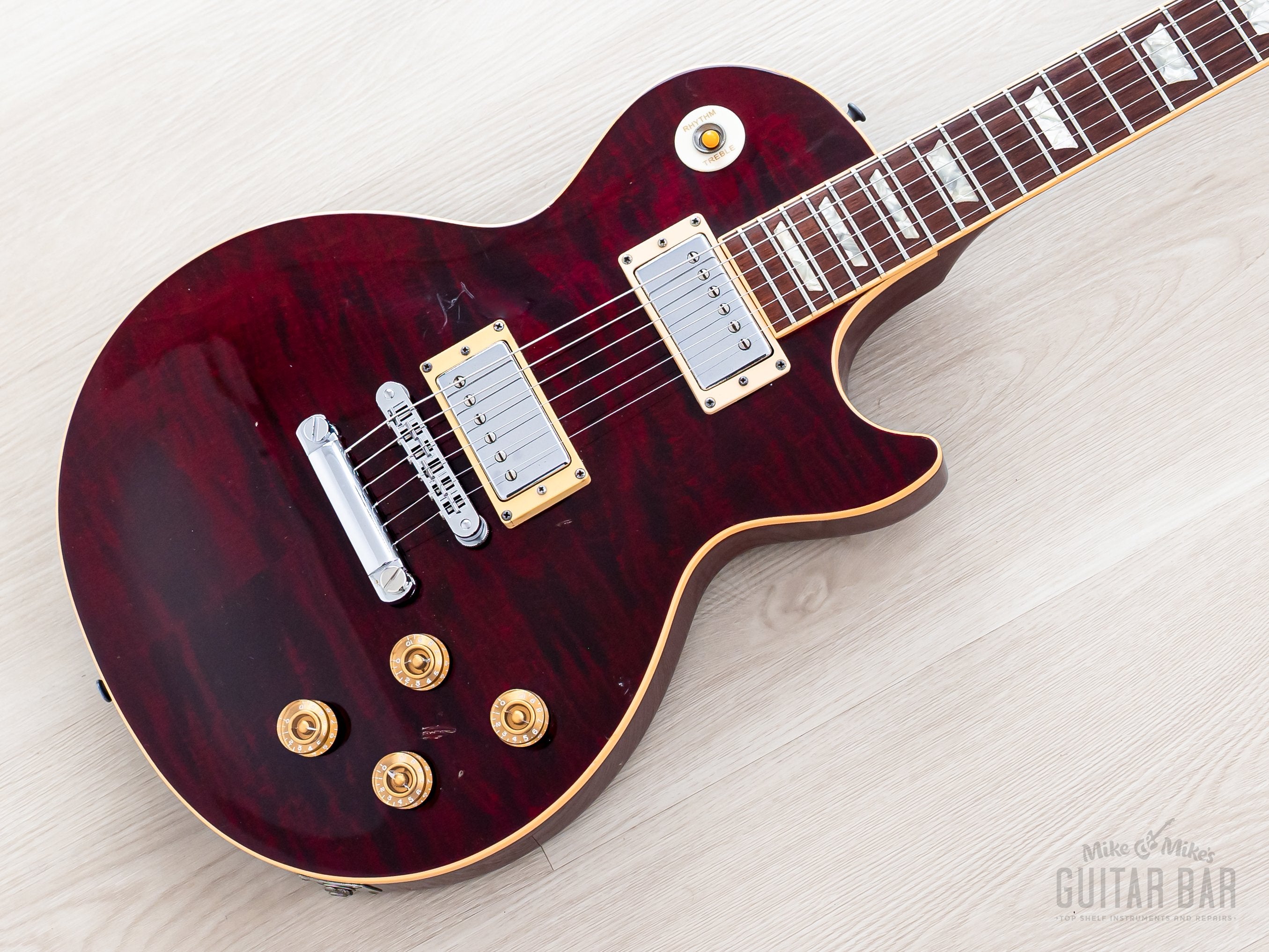 1996 Gibson Les Paul Standard Flame Top Wine Red One-Piece Body, 100%