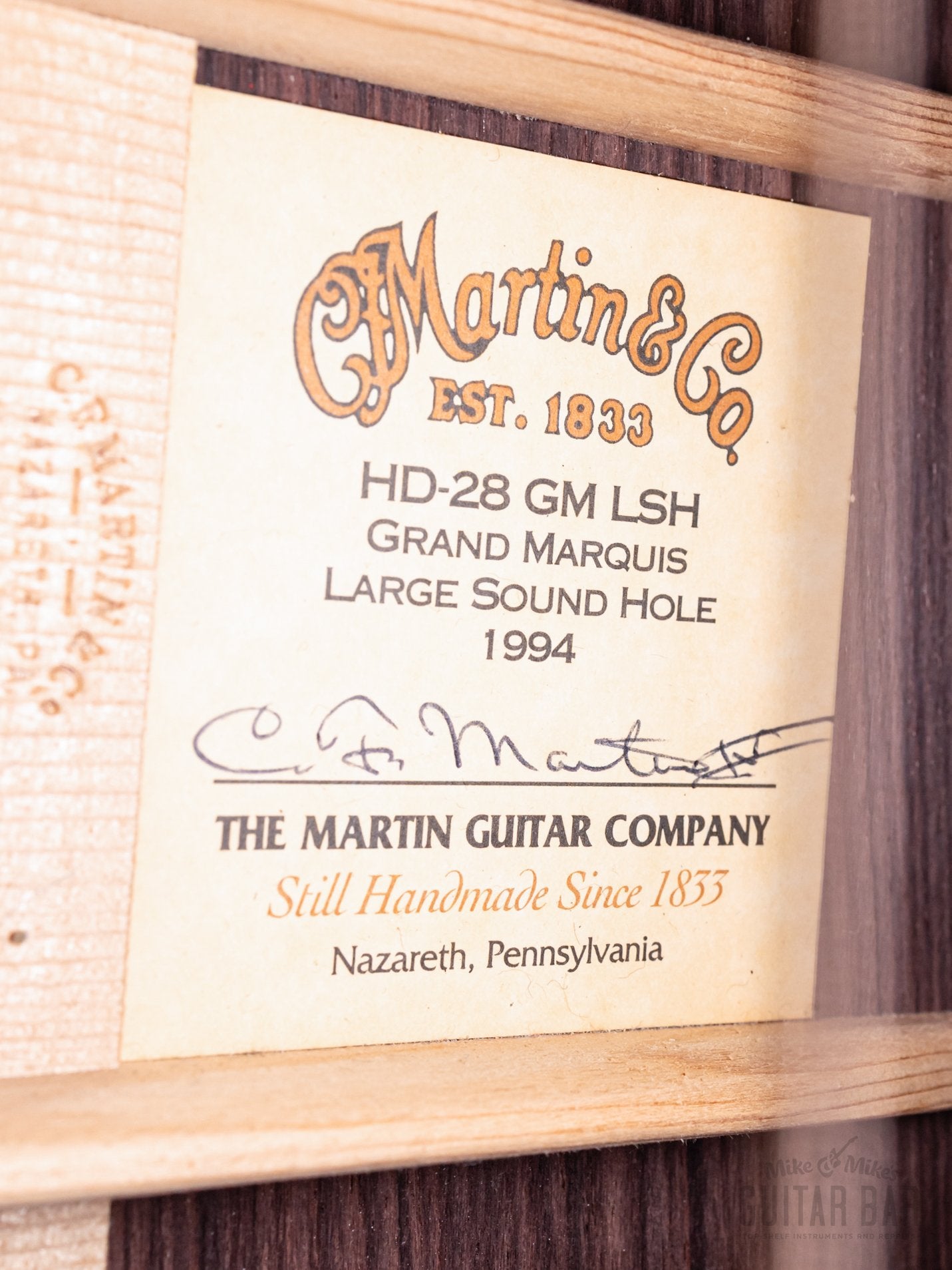 1994 Martin Limited Edition HD-28 GM LSH Grand Marquis Large Soundhole Herringbone Dreadnought w/ Case