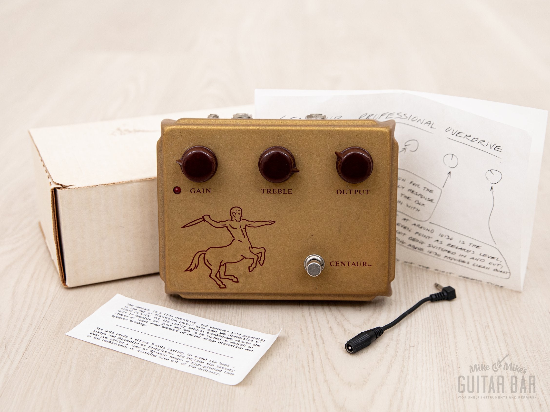 1997 Klon Centaur Professional Overdrive Gold Horsie Long Tail, Near-Mint w/ Box, Paperwork, Business Card