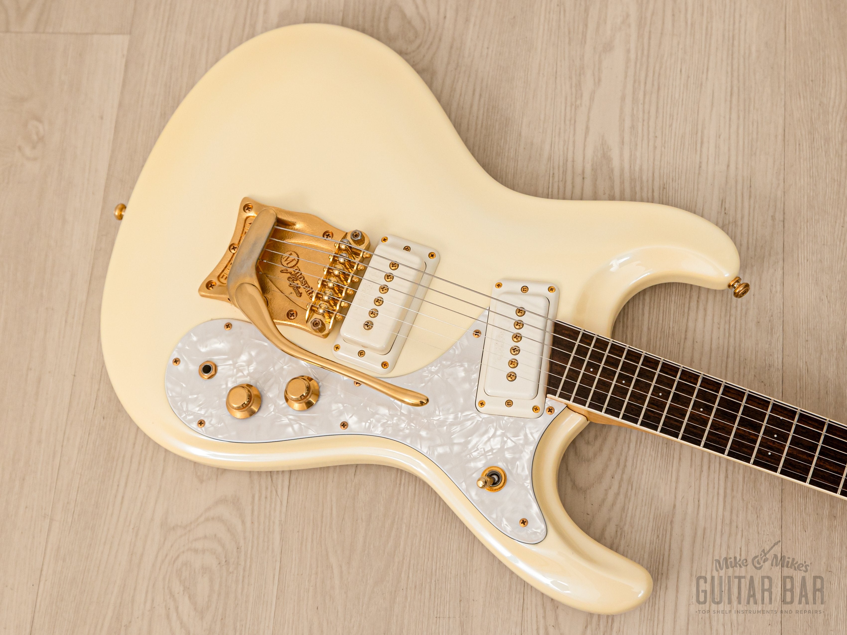 2000s Mosrite Ventures Model Super Custom '65 Pearl White w/ Gold Hardware, Vibramute & Case, Japan Kurokumo