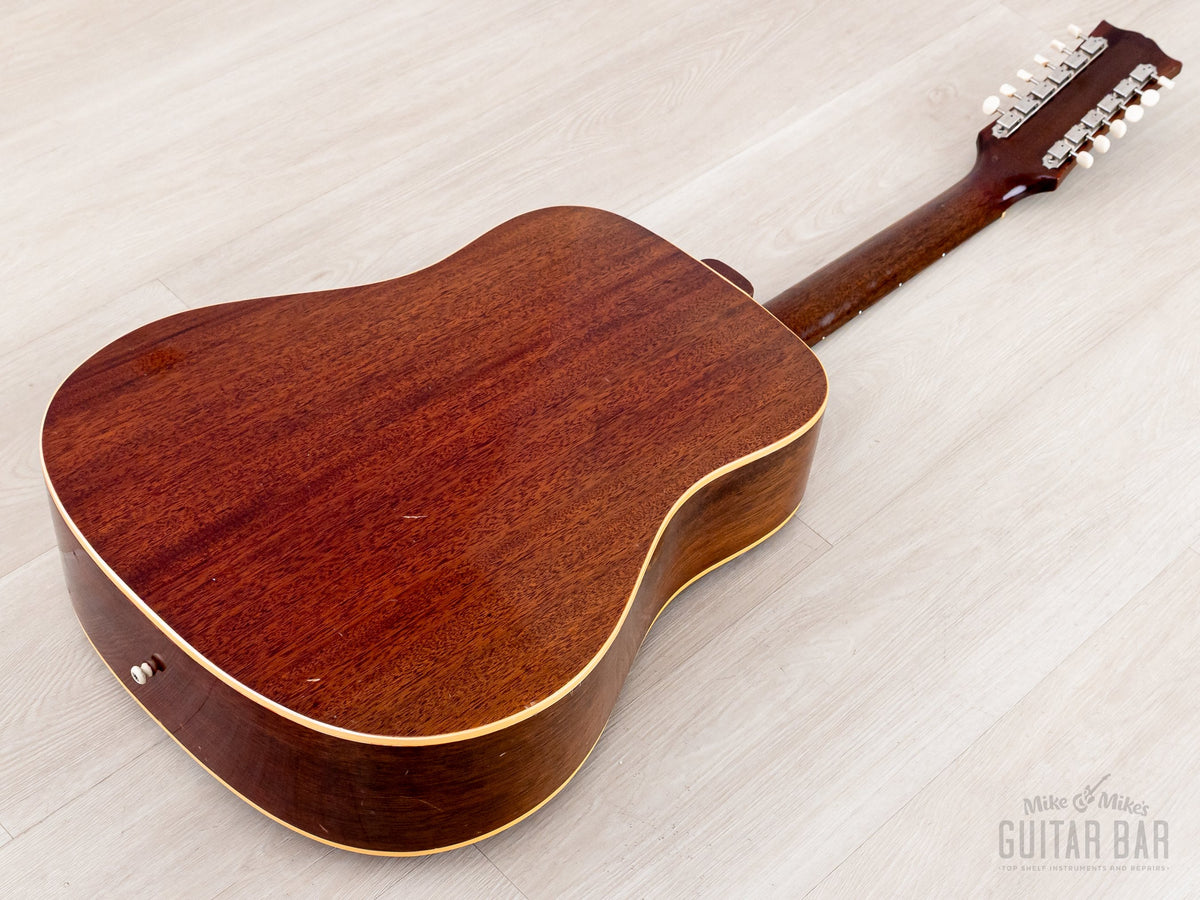1965 Gibson B-45-12 back and neck heel, lower bout view