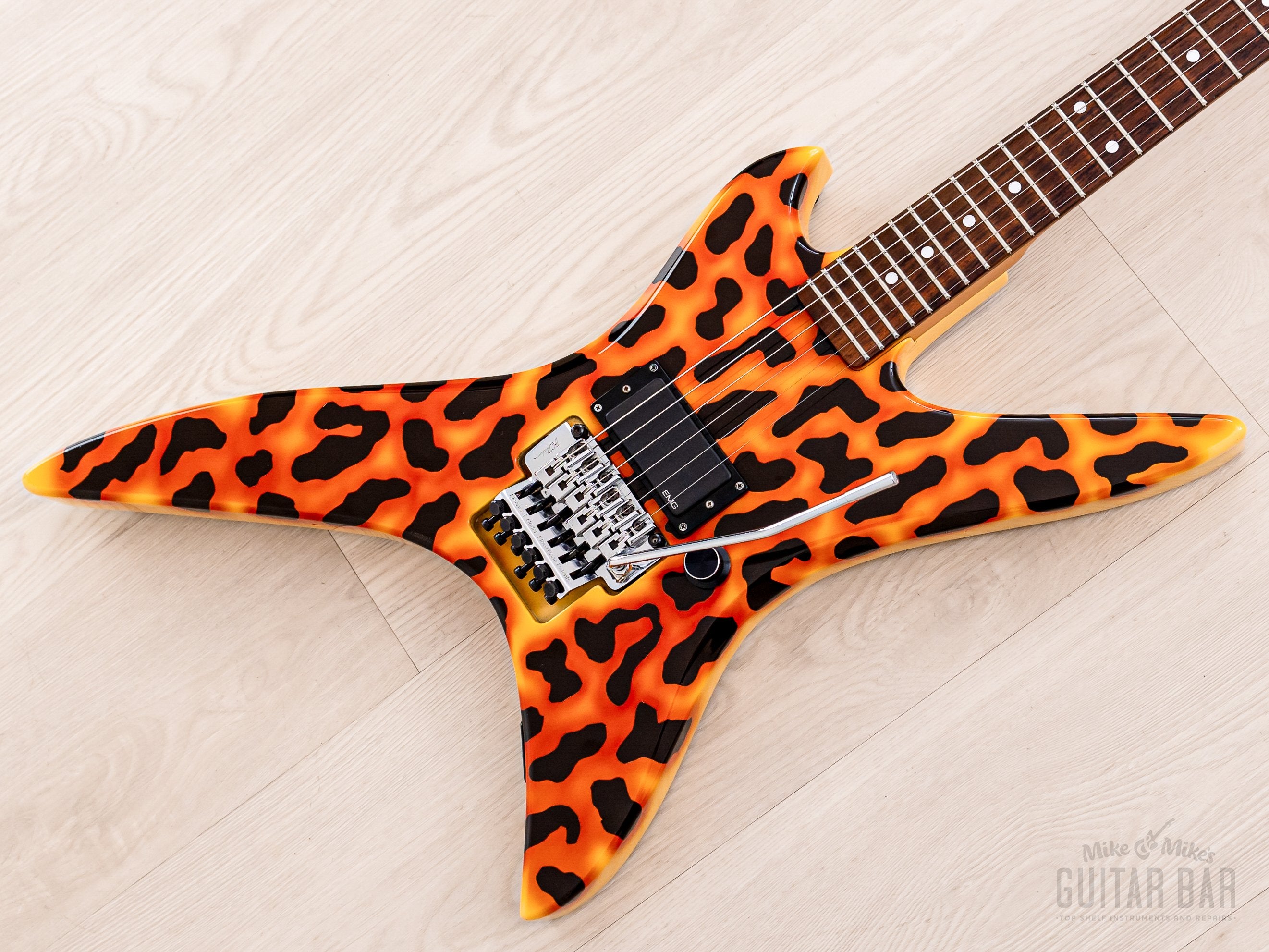 1980s BC Rich Stealth NJ Series Explorer Cheetah Print w/ Floyd Rose &