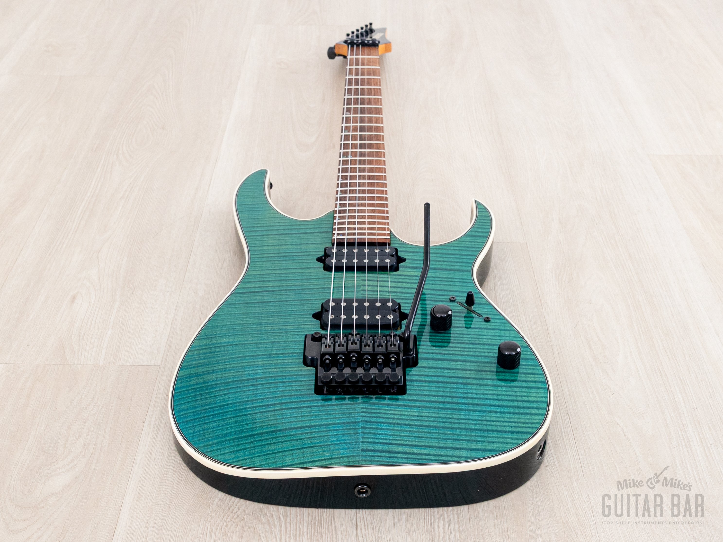 ギター Ibanez J.Custom 1998 Ibanez J Custom KRG1802 Spot Model Transparent Turquoise AAAA Fla