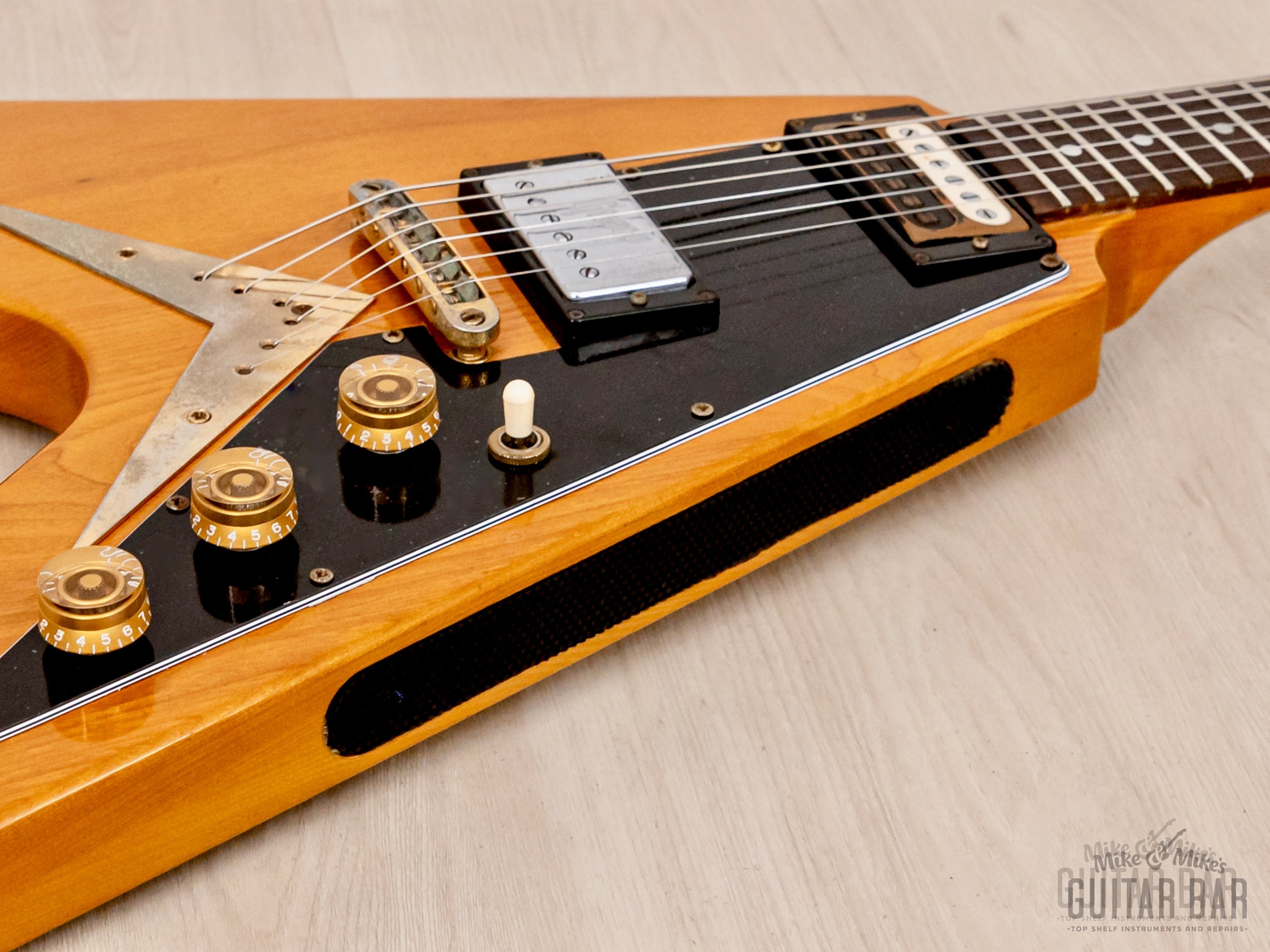 1978 Greco FV-900 Flying V Vintage Guitar Natural w/ Case, Japan Fujigen, Rocket Roll Sr