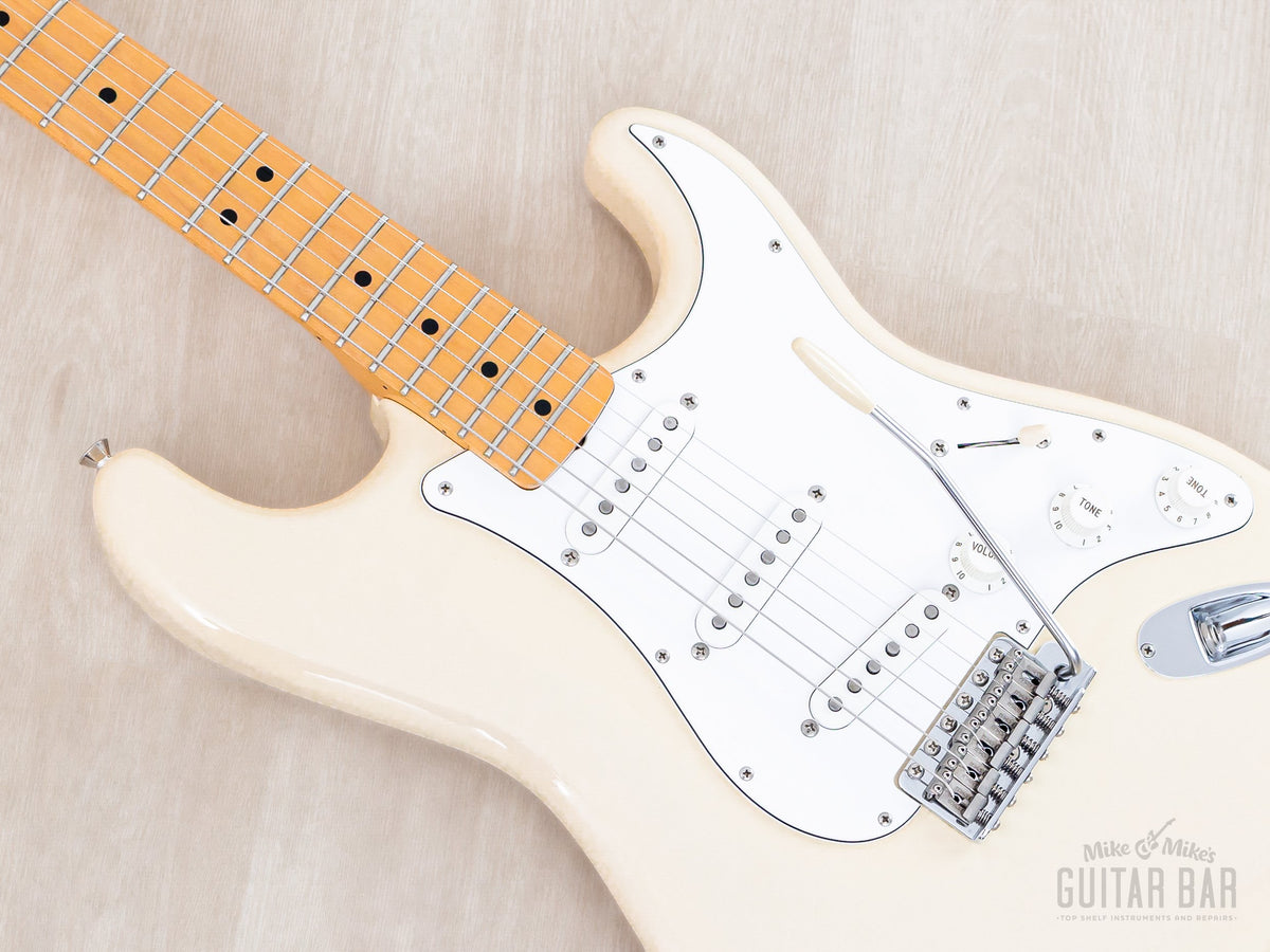 Maple fretboard and body angled view