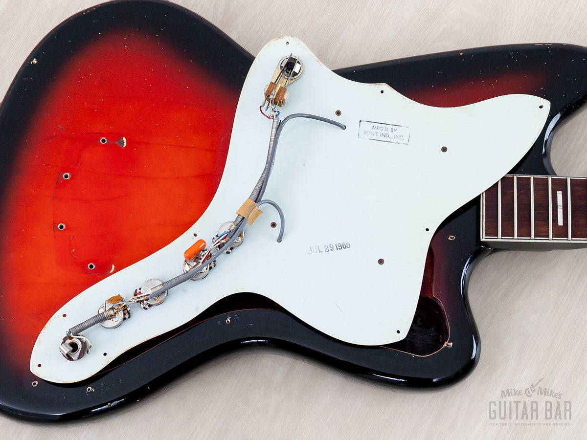 1965 Harmony Holiday Silhouette pickguard lifted showing original wiring