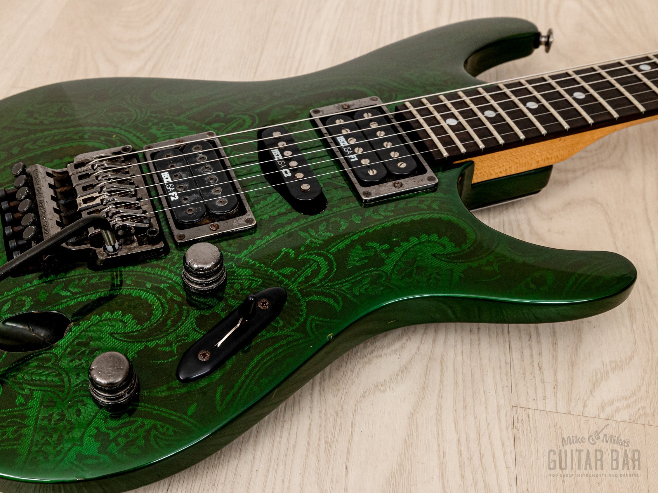 1990 Ibanez S Series S540 HSH Green Paisley Non-Catalog Finish, Japan Fujigen