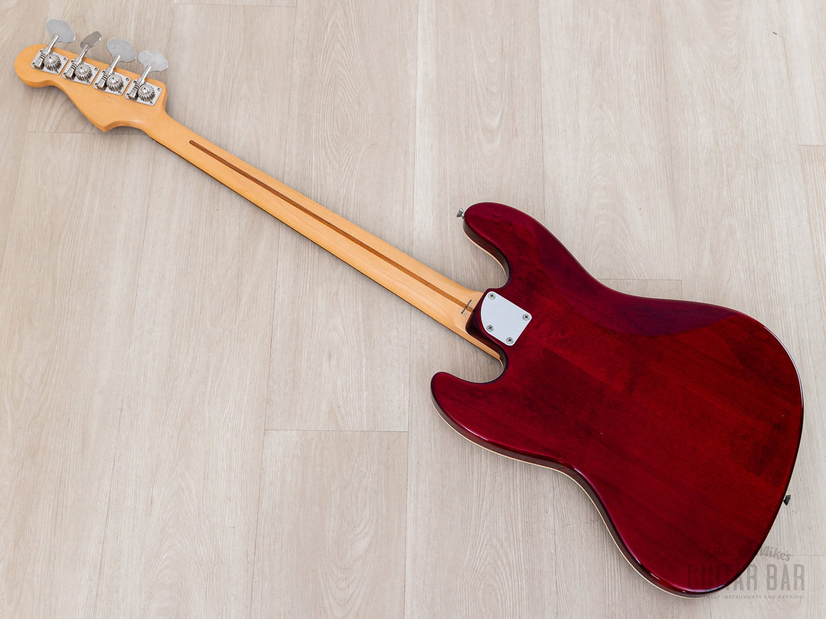 2008 Fender Aerodyne Jazz Bass AJB-110DMC Trans Red, back diagonal view