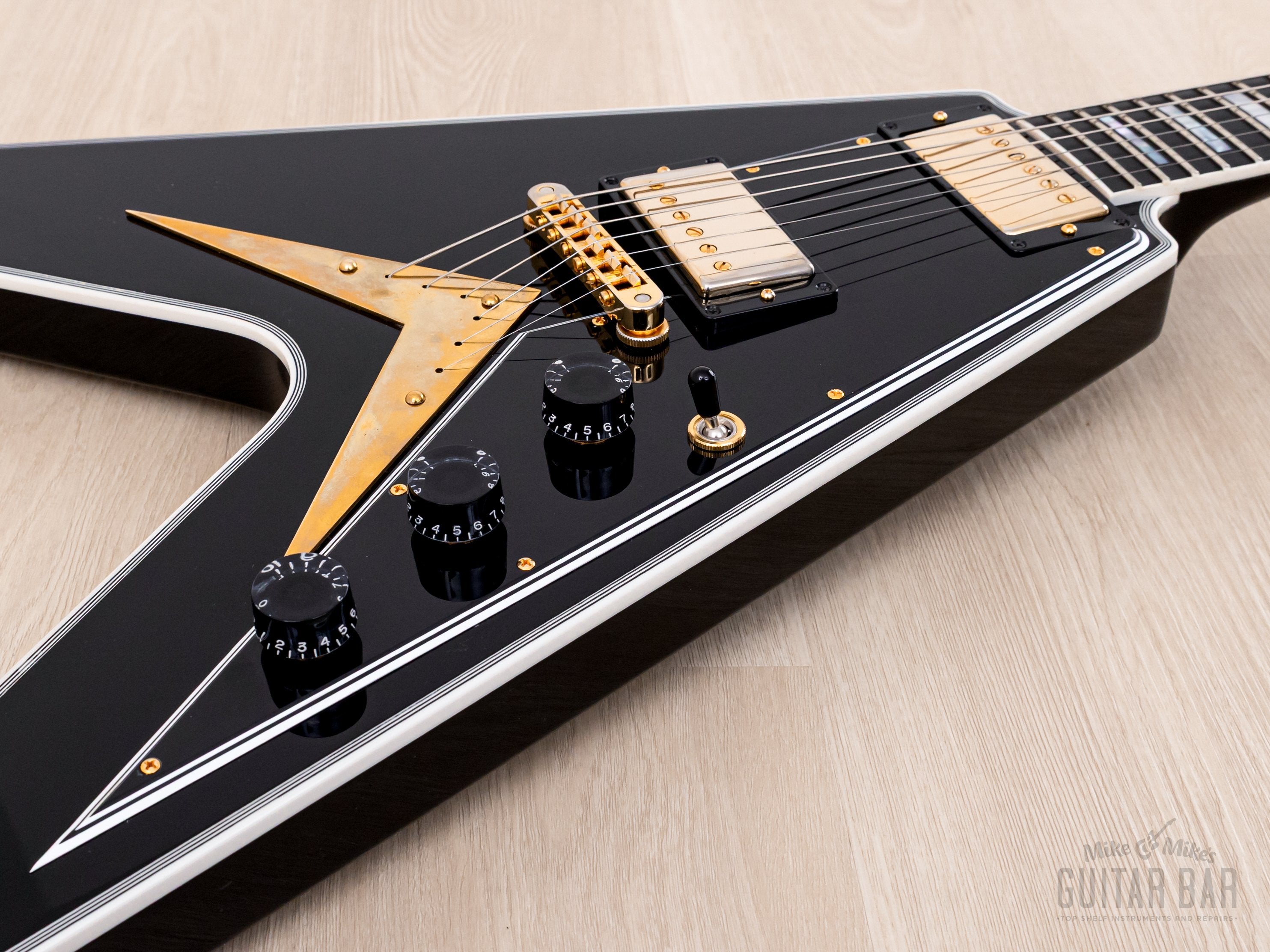 2022 Gibson Custom Shop Flying V Custom Black Beauty w/ Case, Tags & COA