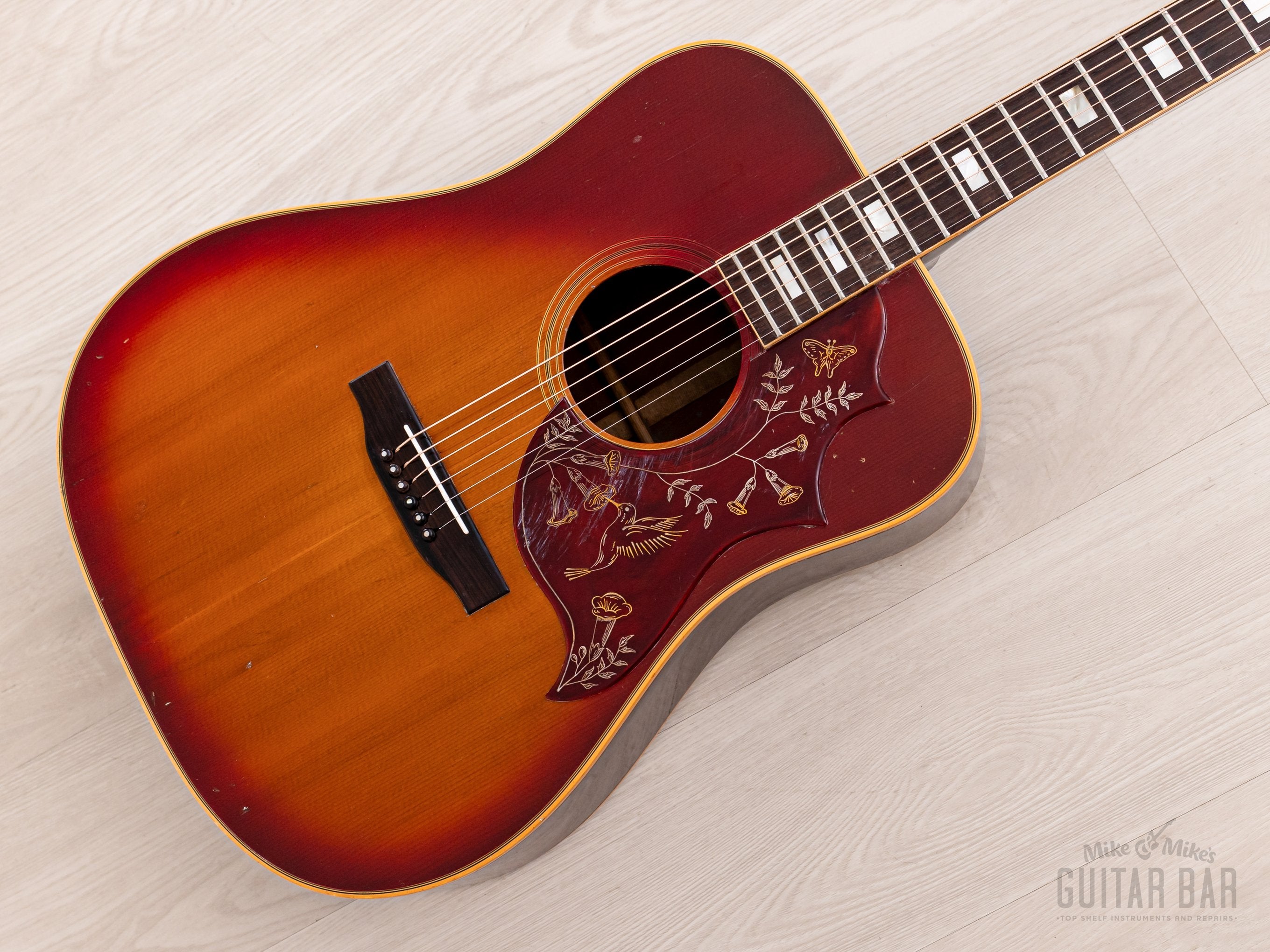 1976 Gibson Hummingbird Custom Vintage Dreadnought Acoustic Guitar Sunburst w/ Case