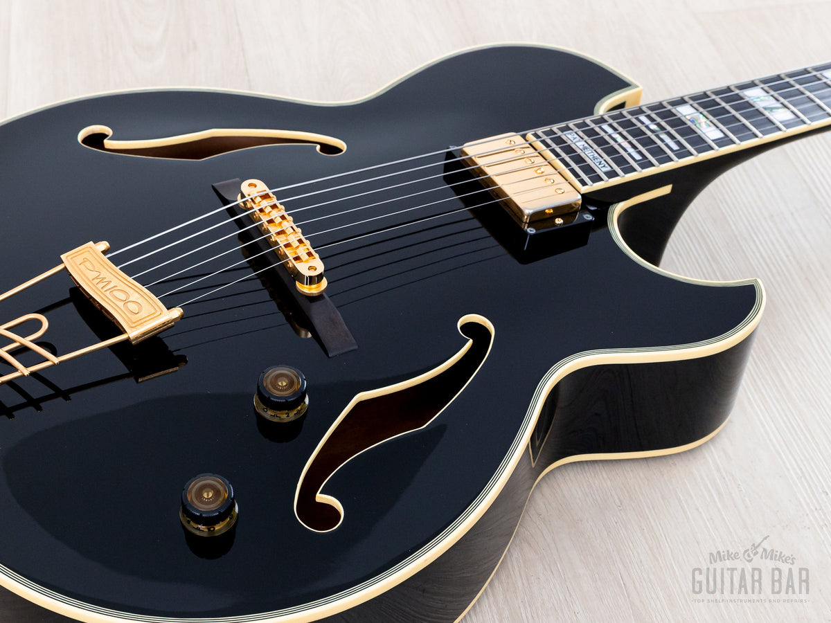 Ibanez PM100 top close-up with pickup, bridge and f-holes